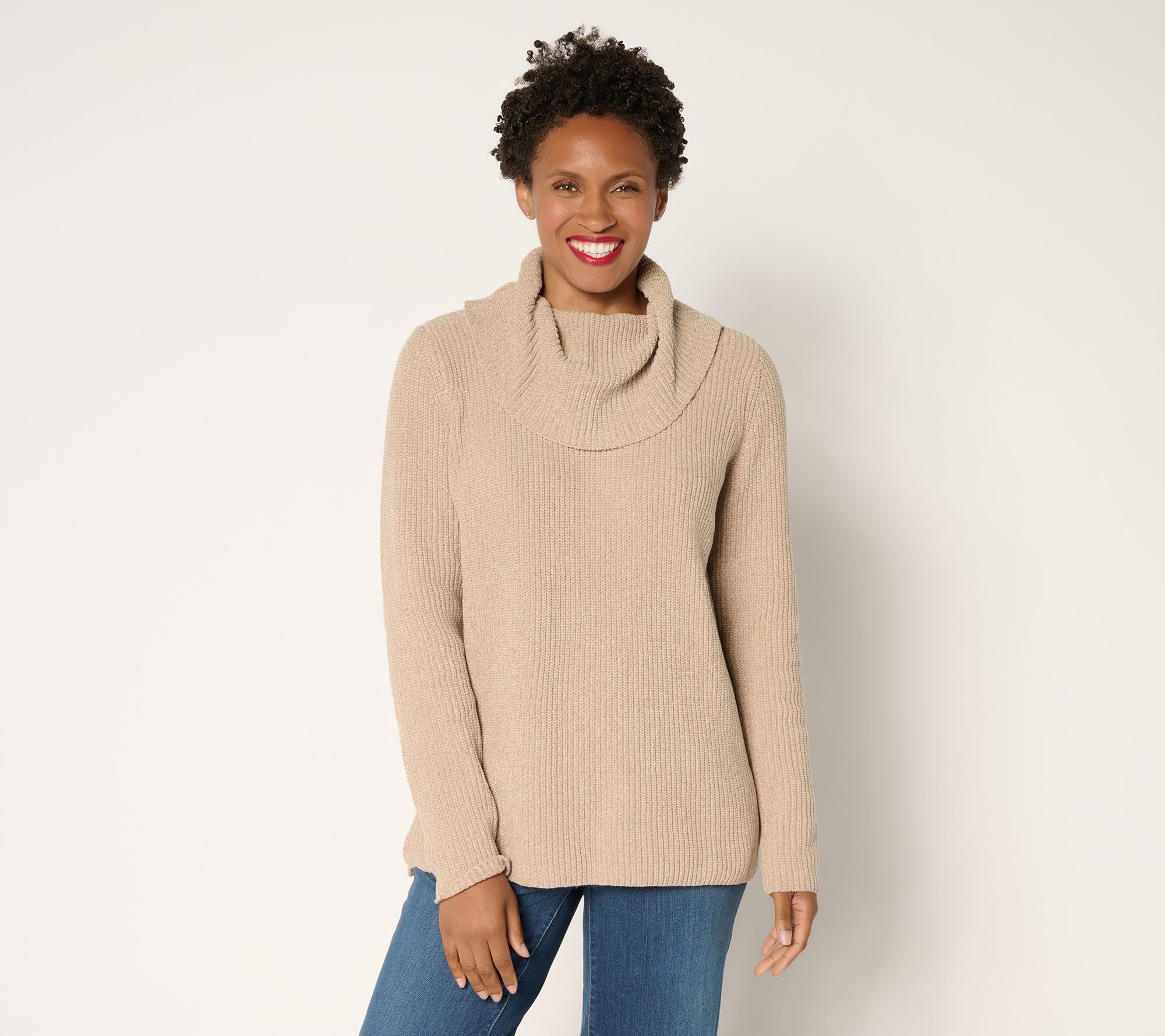 Belle by Kim Gravel Chenille Shaker Knit Cowl Neck
