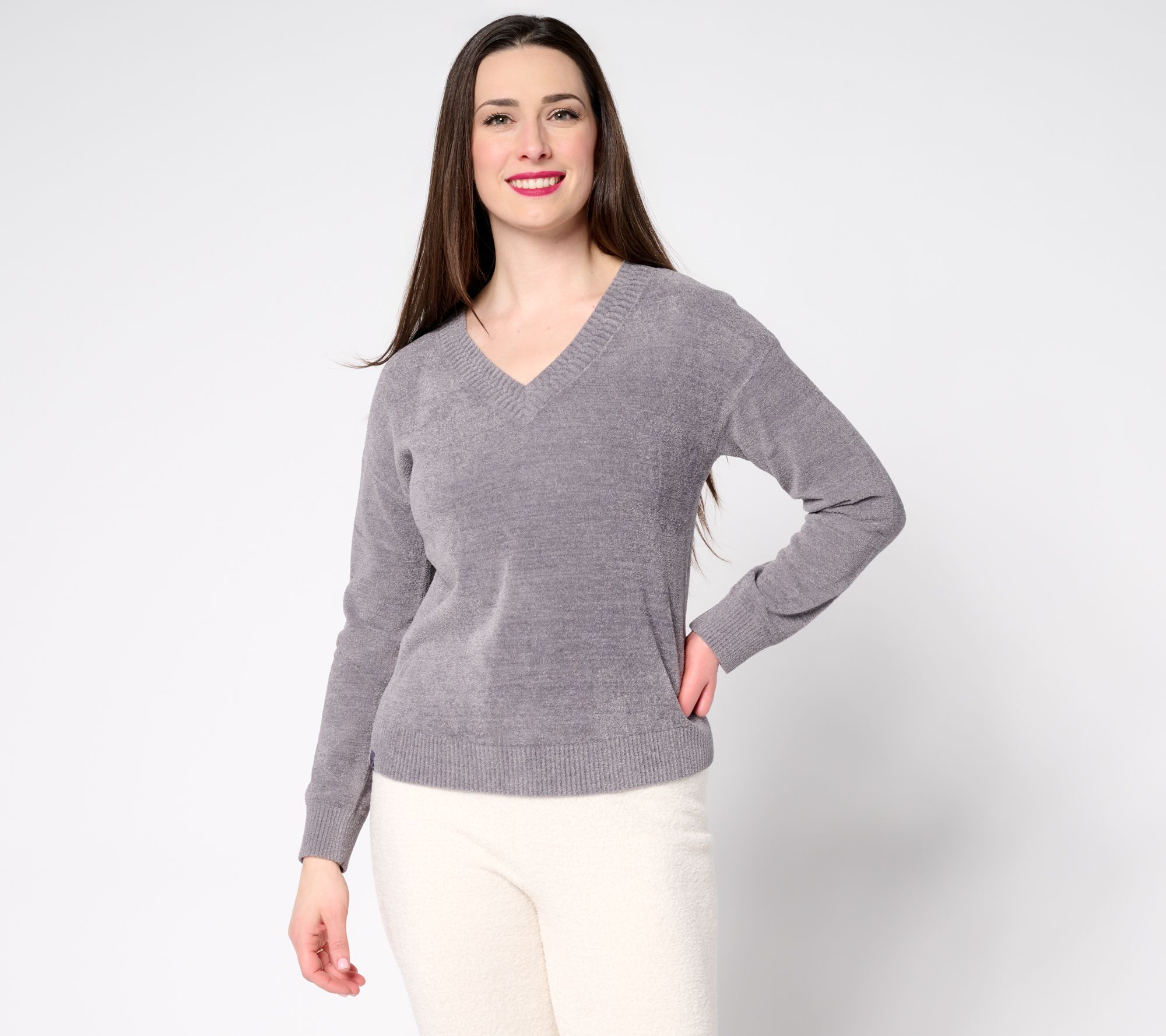 "As Is" Barefoot Dreams CozyChic Ultra Lite Chevron V-Neck