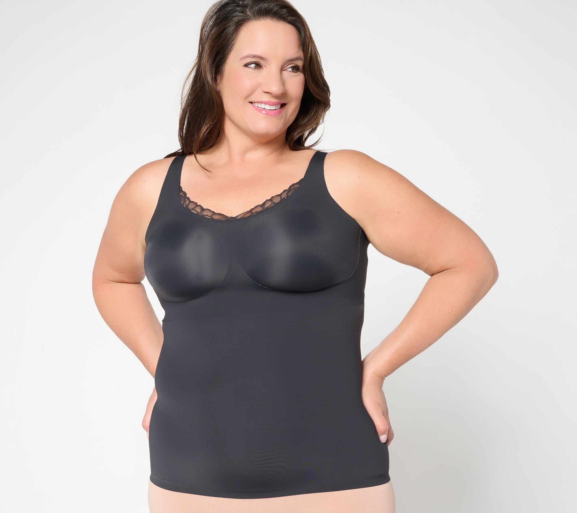 Evelyn & Bobbie Lace Trimmed V-Neck Seamless Bra Cami