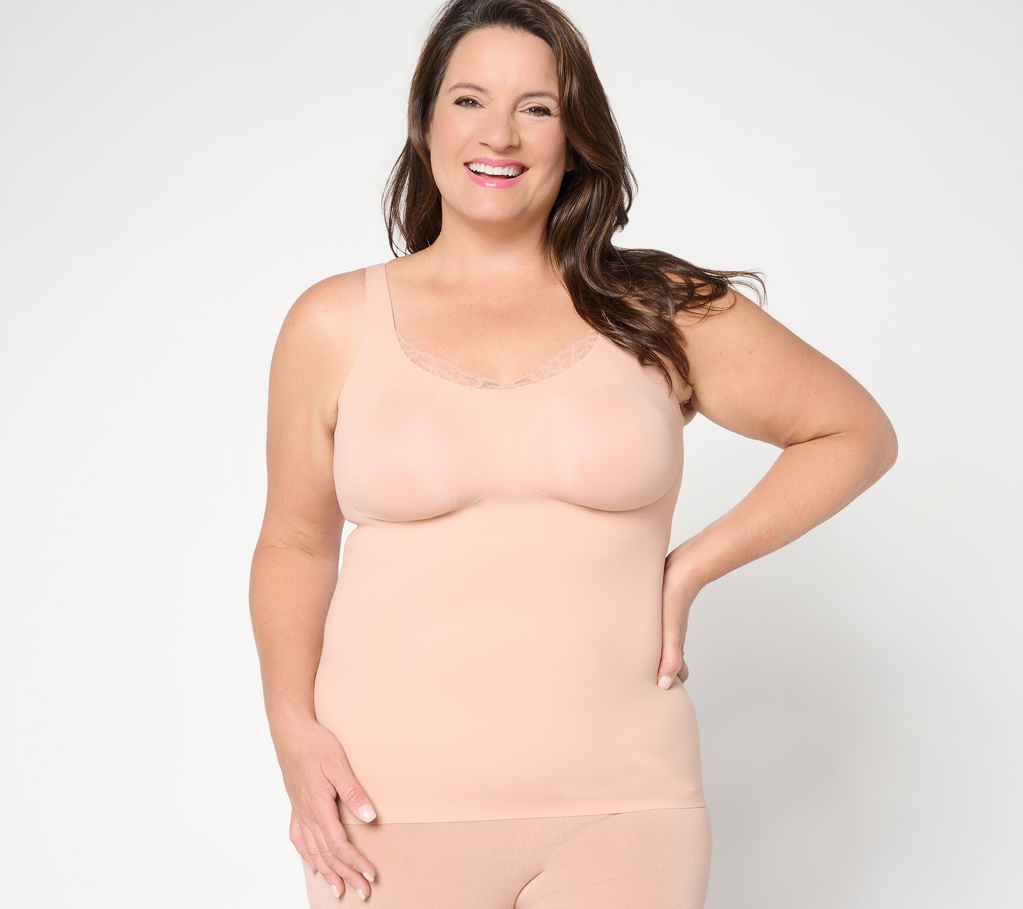 Evelyn & Bobbie Lace Trimmed V-Neck Seamless Bra Cami