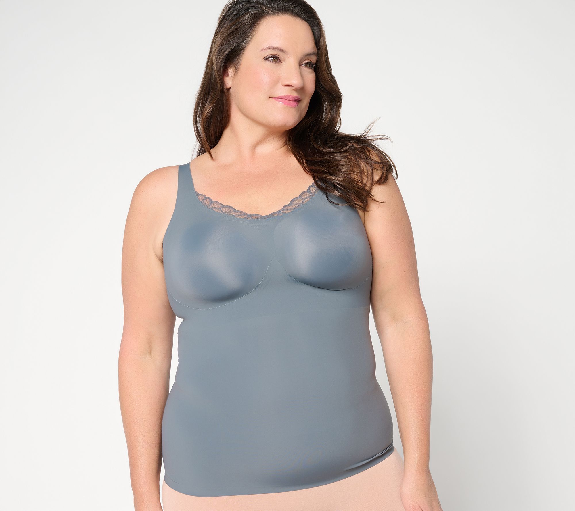 Evelyn & Bobbie Lace Trimmed V-Neck Seamless Bra Cami