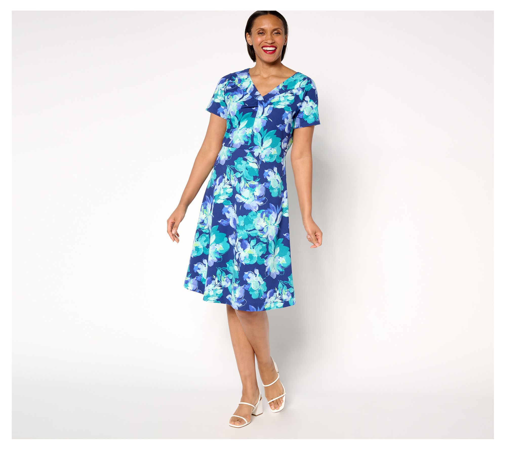 "As Is" Isaac Mizrahi Live! Petite Scuba Crepe Twist Front Dress