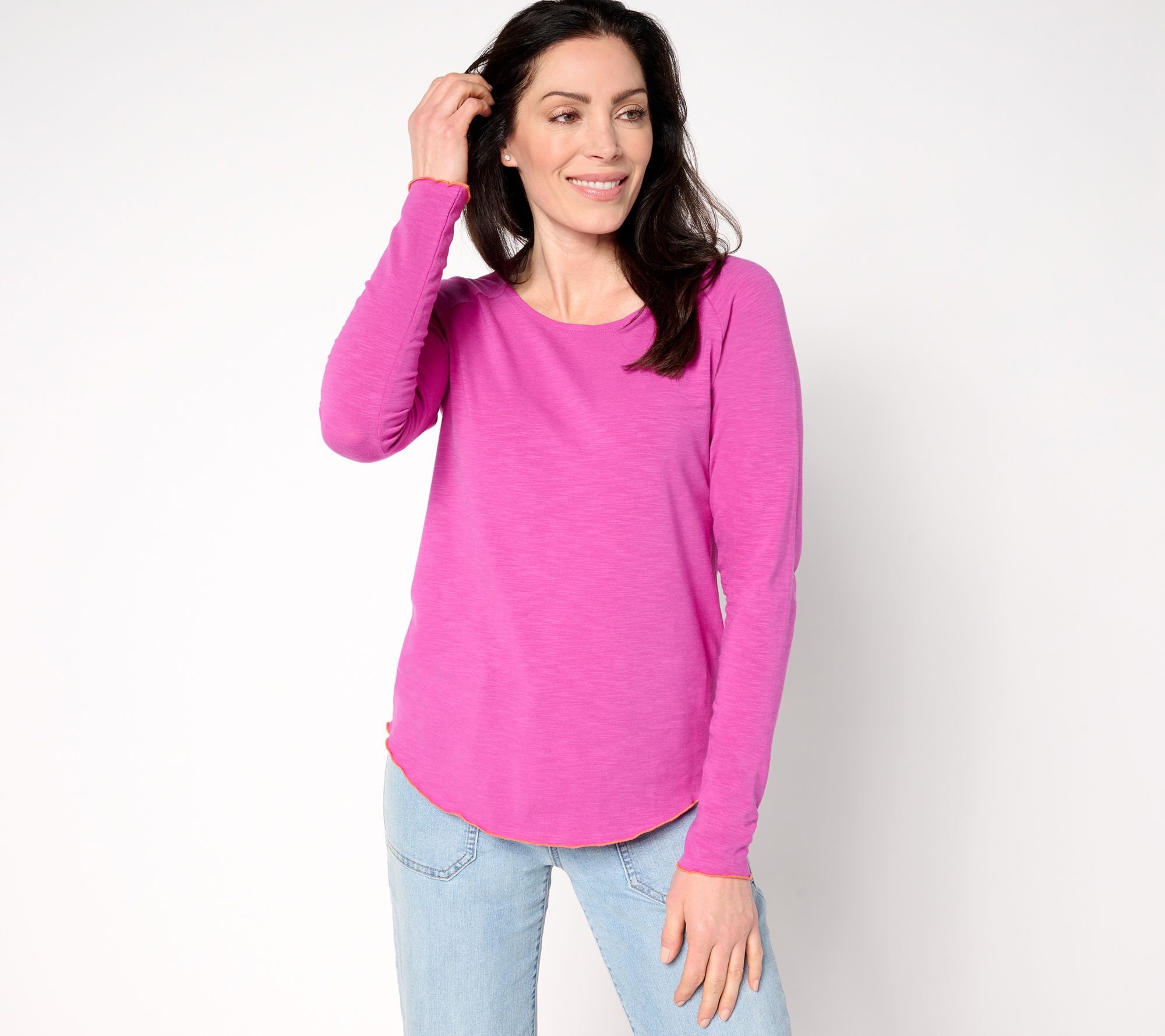 "As Is" Belle Boho by Kim Gravel Slub Knit Pop of Color Top