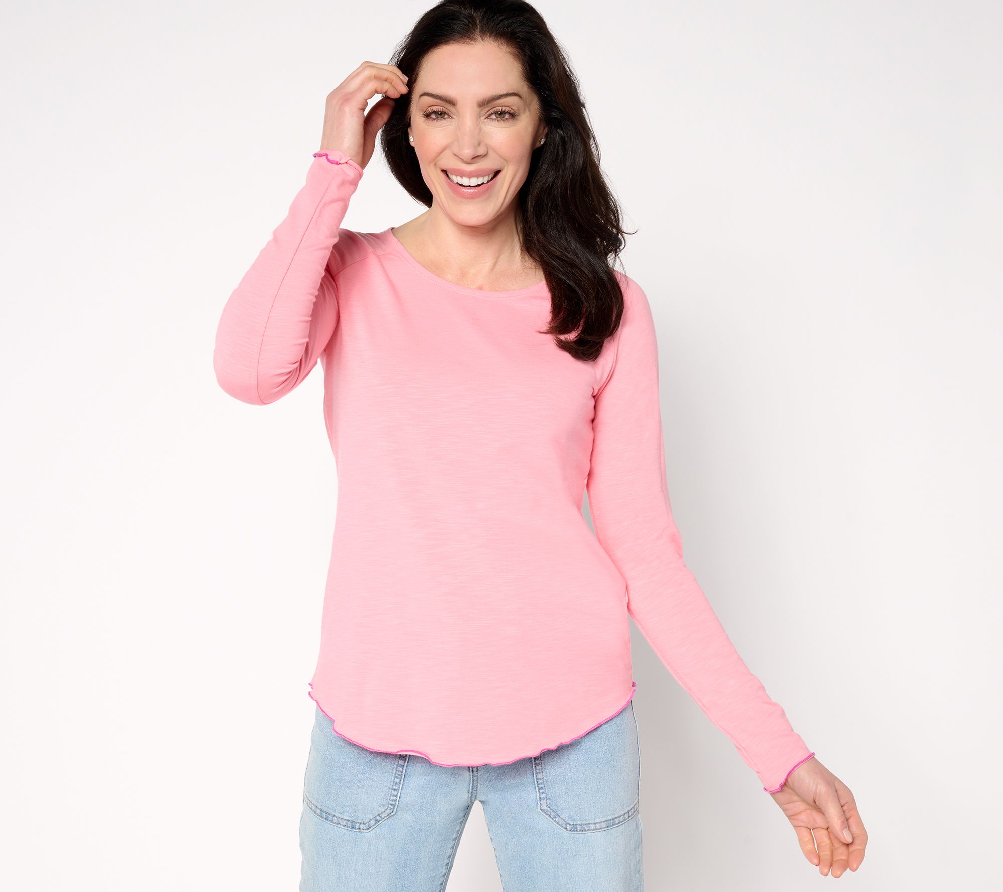 "As Is" Belle Boho by Kim Gravel Slub Knit Pop of Color Top