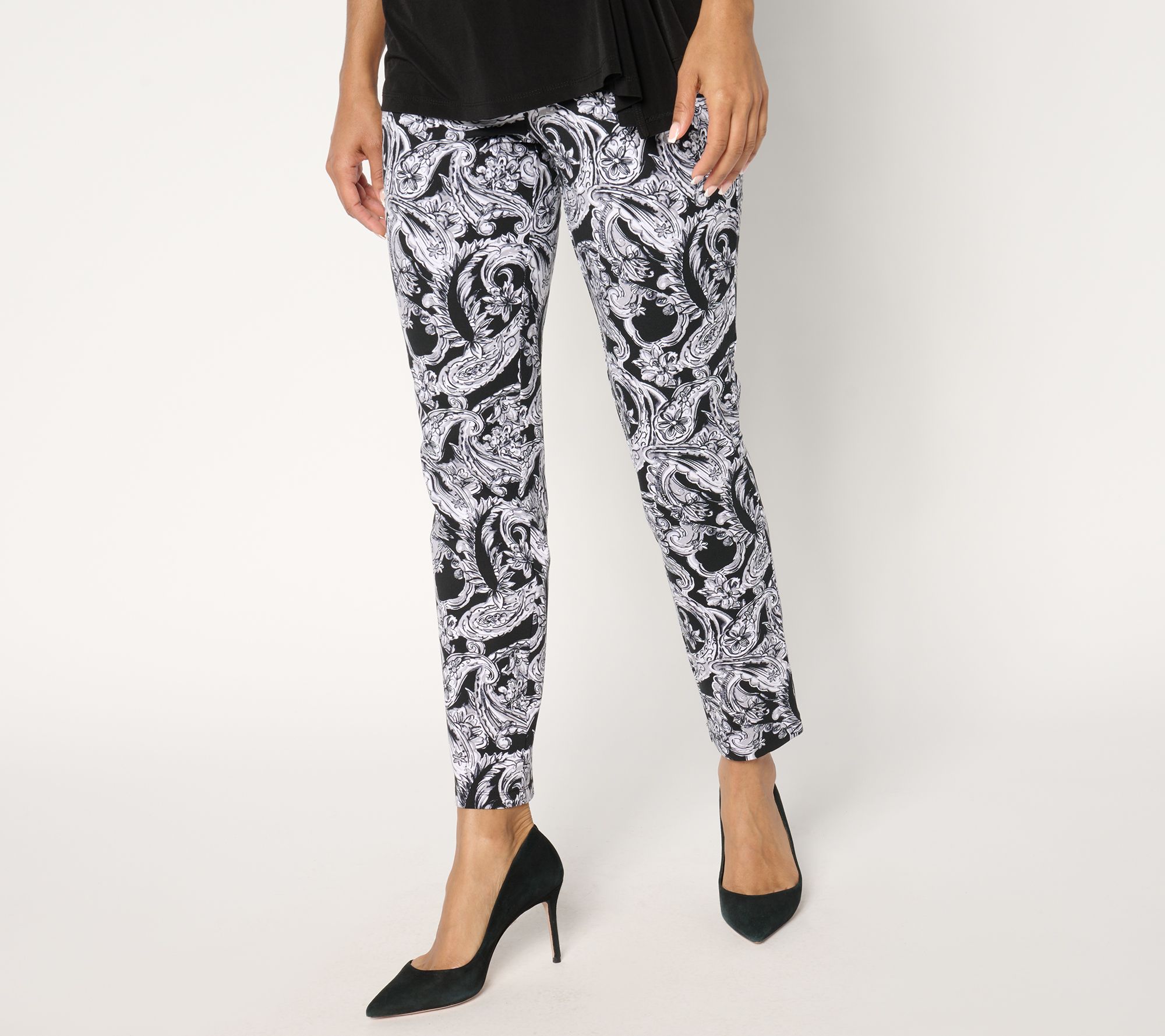 "As Is" Susan Graver Weekend Printed Premium Stretch Regular Slim Ankle Pant