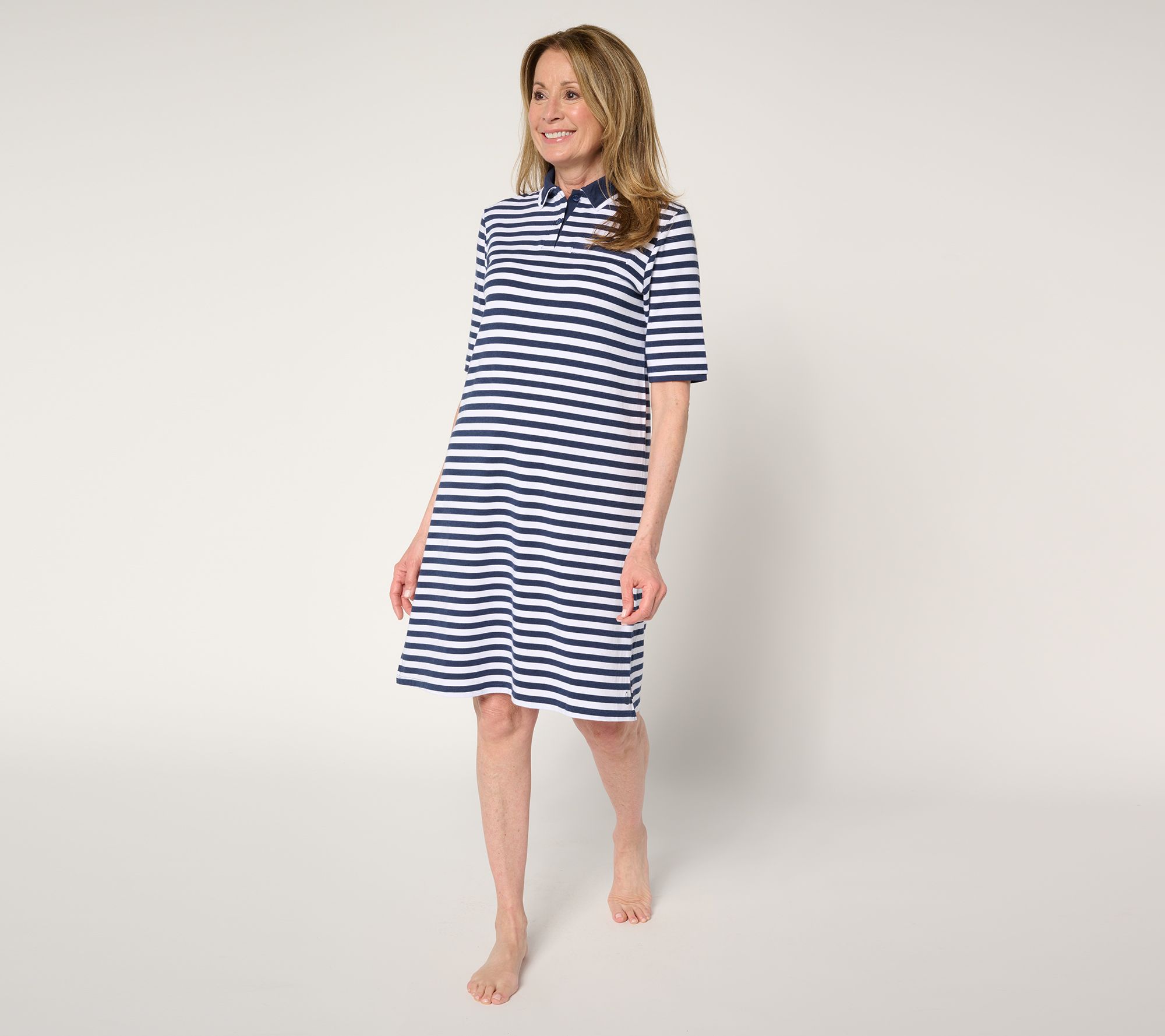 "As Is" Cuddl Duds Cottonwear+ Collared Lounge Dress