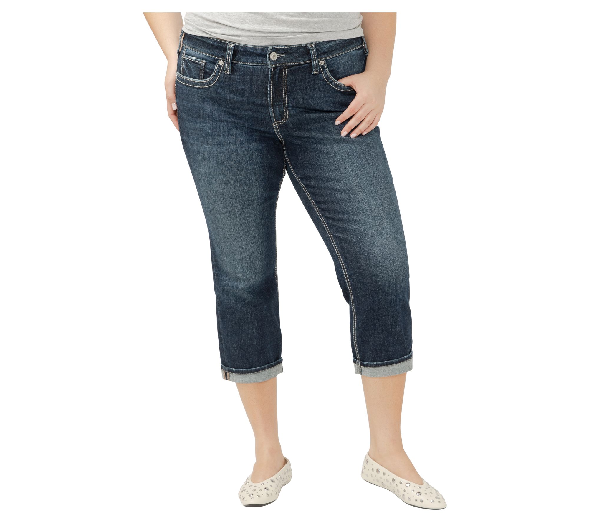Silver Jeans Co. Plus Suki Mid Rise Capri _EAD444