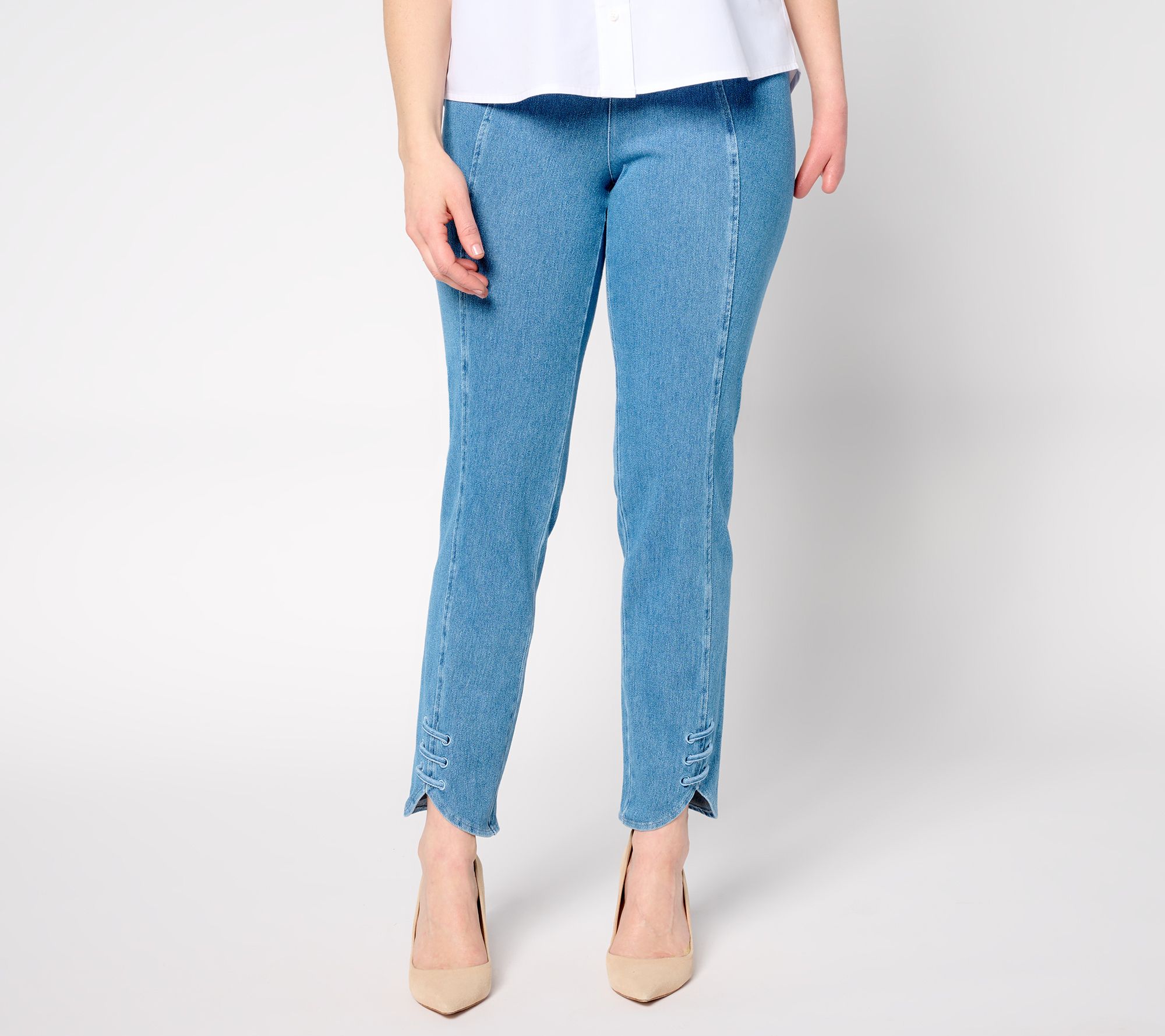 "As Is" Women with Control Prime Stretch Denim Regular Slim Leg Pants