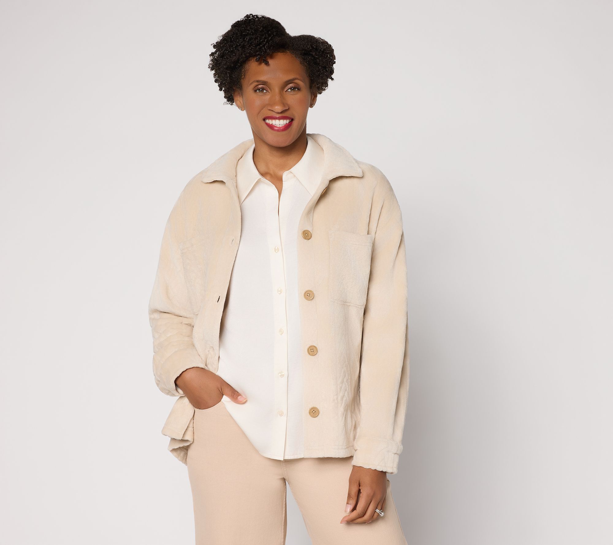 MUK LUKS Cable Fleece Lounge Shacket