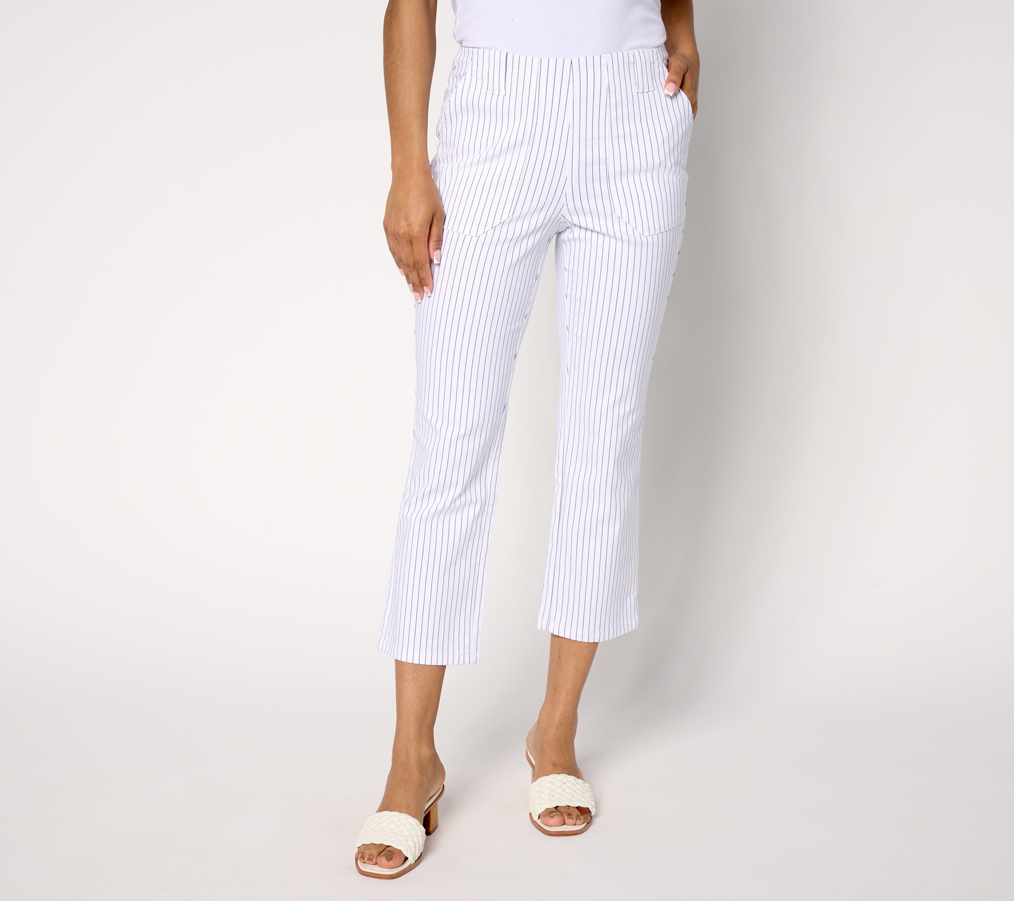 "As Is" Belle by Kim Gravel Reg Harbor Island Stretch Pinstripe Pant
