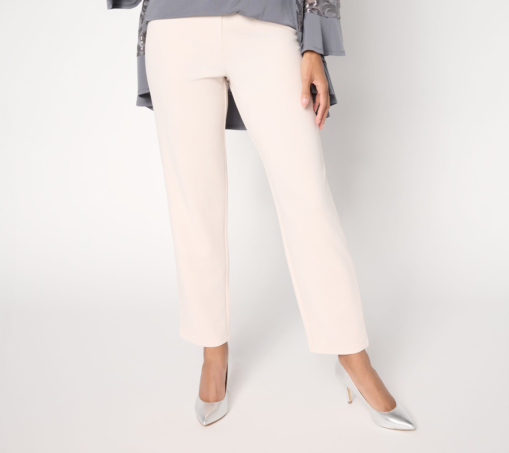 Dennis Basso Petite Luex Crepe Hollywood High Waist Slim Leg Pant