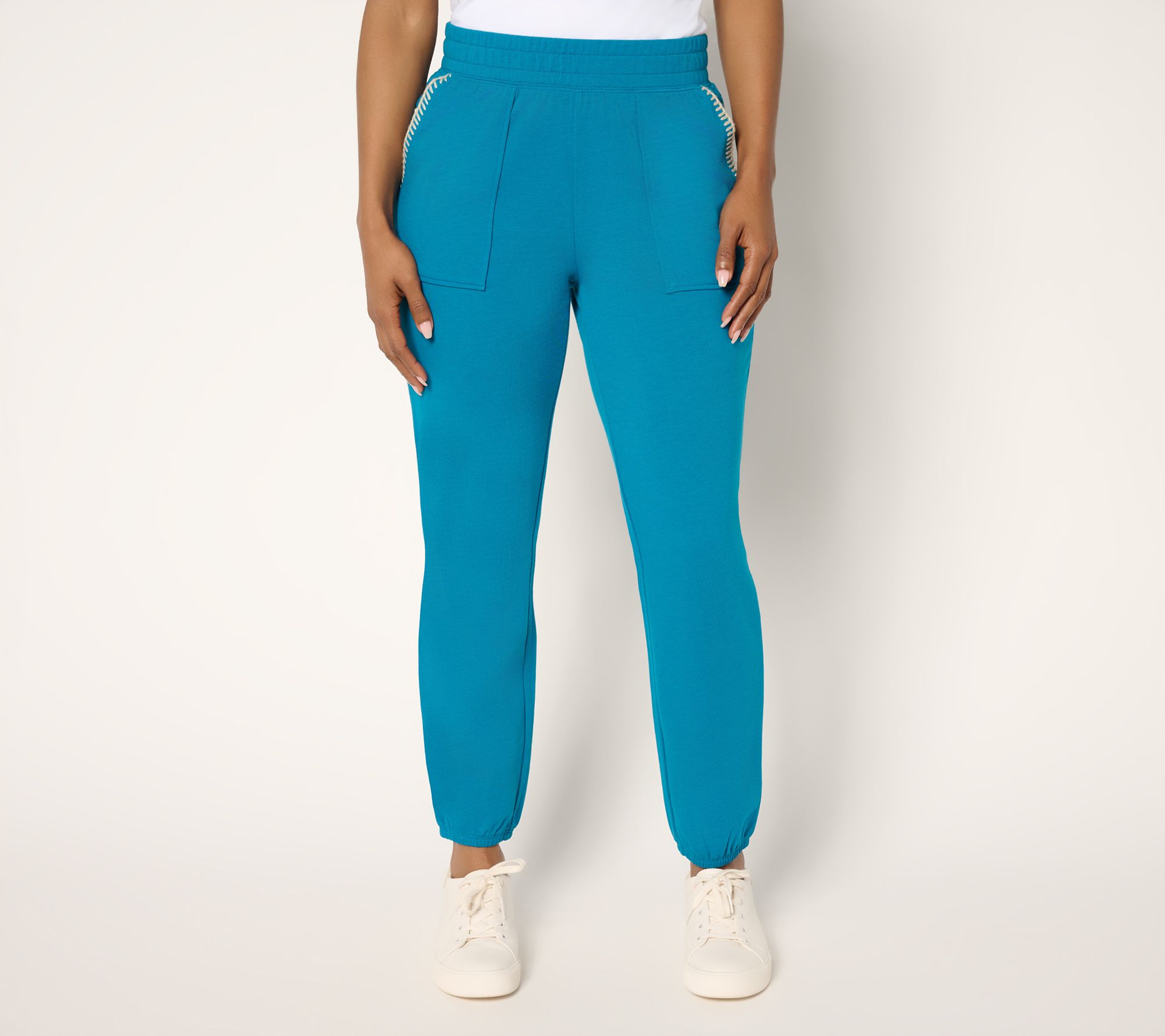 "As Is" Denim & Co. Active Pet French Terry Jogger with Whip Stitch