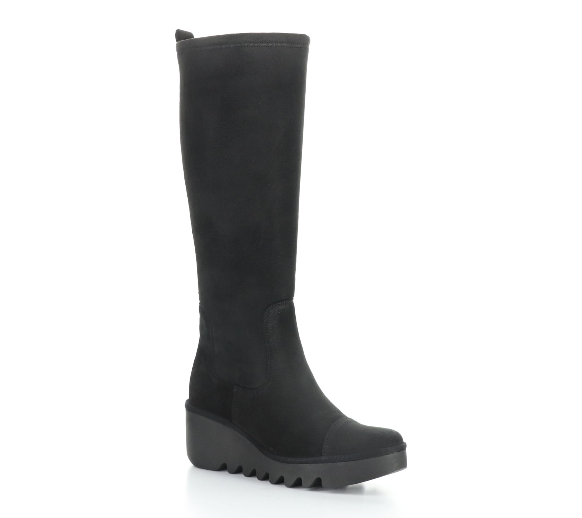 Fly London Oil Suede/Stretch Side Zip Wedge Boot