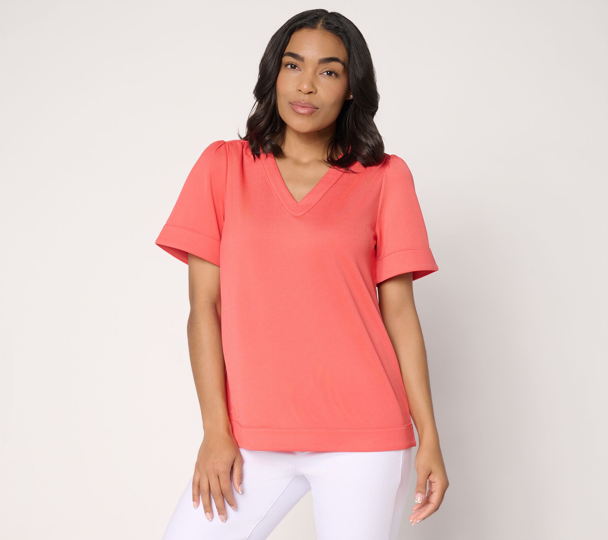 BEAUTIFUL by Lawrence Zarian Print & Solid Pebble Knit Crepe Top