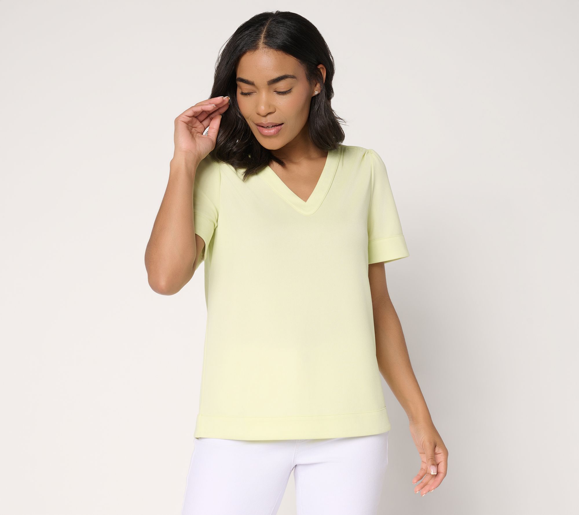 BEAUTIFUL by Lawrence Zarian Print & Solid Pebble Knit Crepe Top