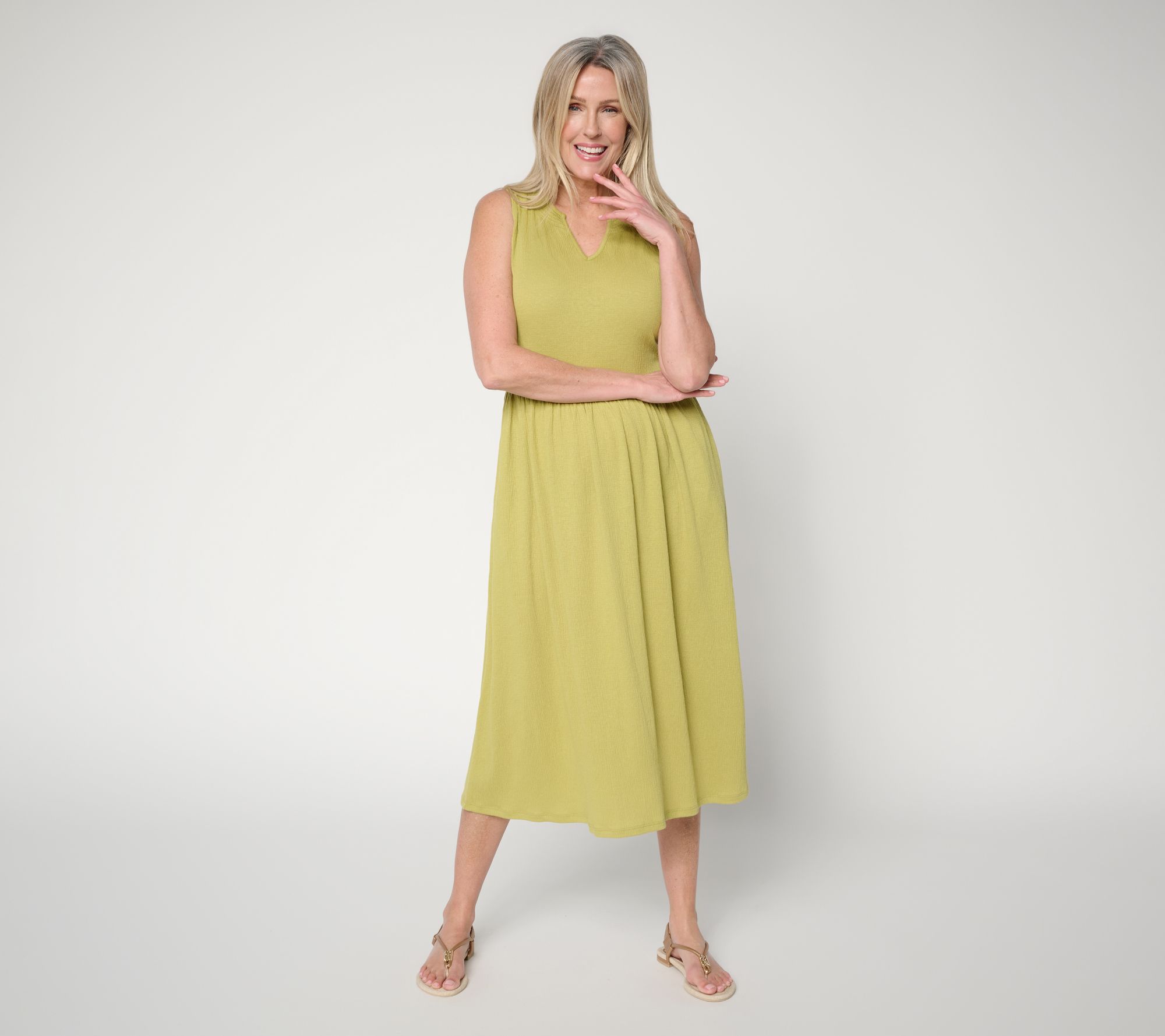 Denim & Co. Beach Regular Knit Gauze Sleeveless Midi Dress