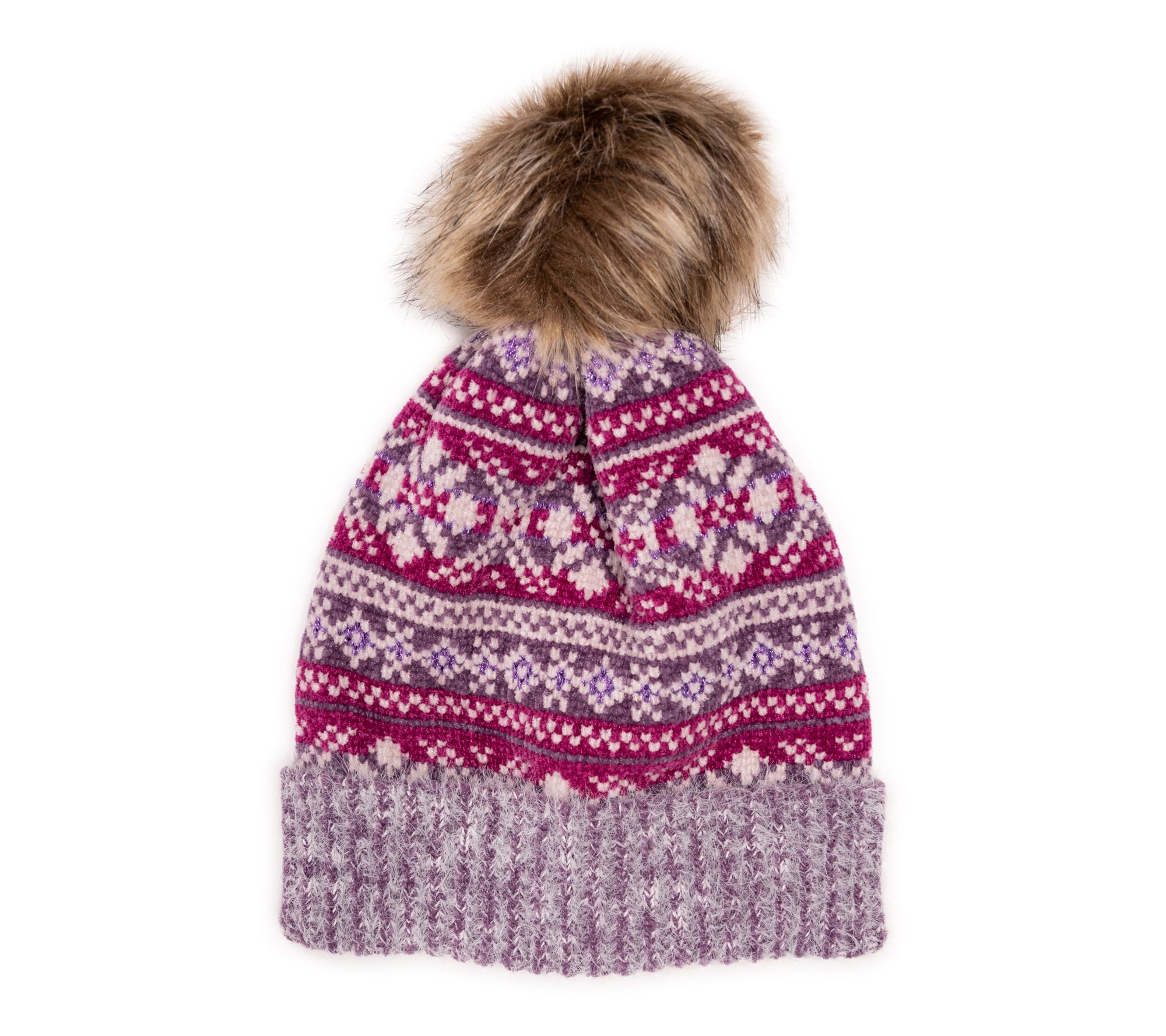 MUK LUKS Women's Oh So Cozy! Chenille Eyelash Knit Pom Beanie