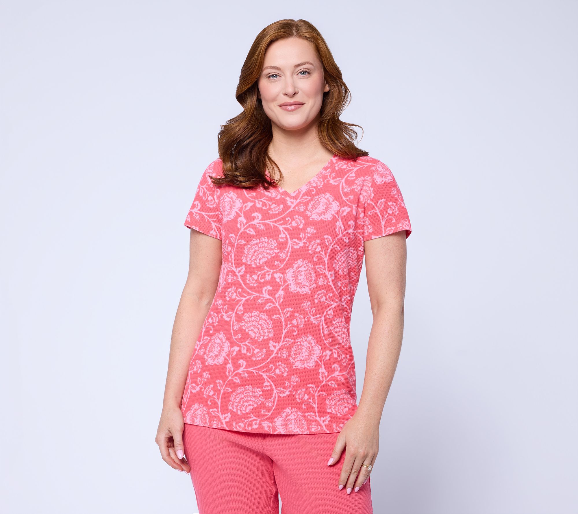 Belle by Kim Gravel Baby Waffle Bluebell Blooms V Neck Top