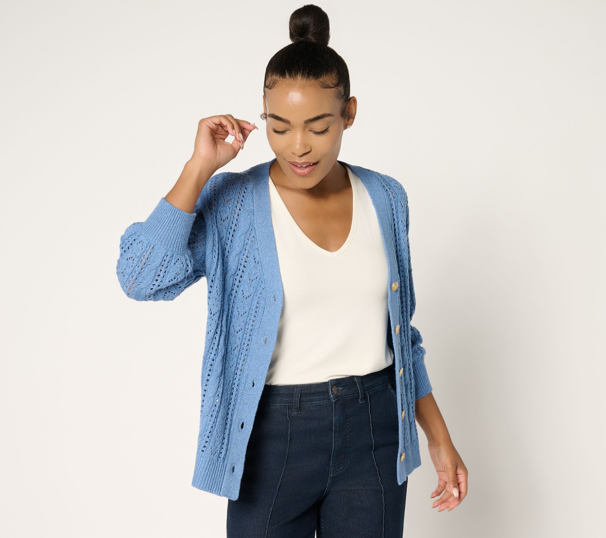 "As Is" Ree by The Pioneer Woman Pointelle Sweater Cardigan