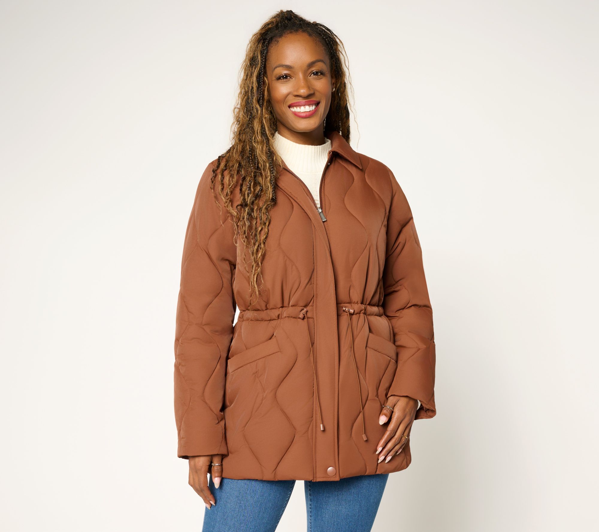 "As Is" Susan Graver Quilted Cinch Waist Jacket