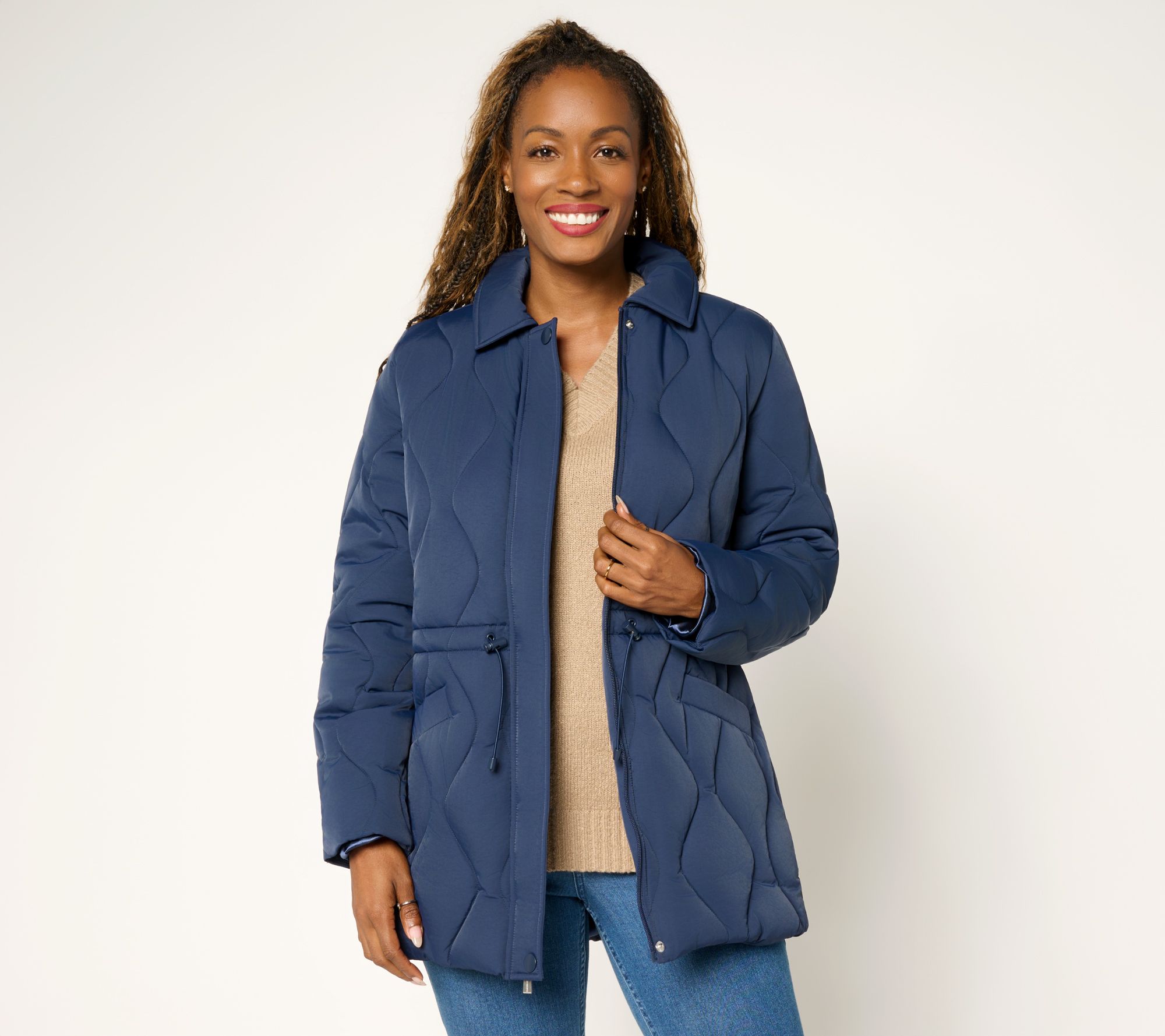 "As Is" Susan Graver Quilted Cinch Waist Jacket