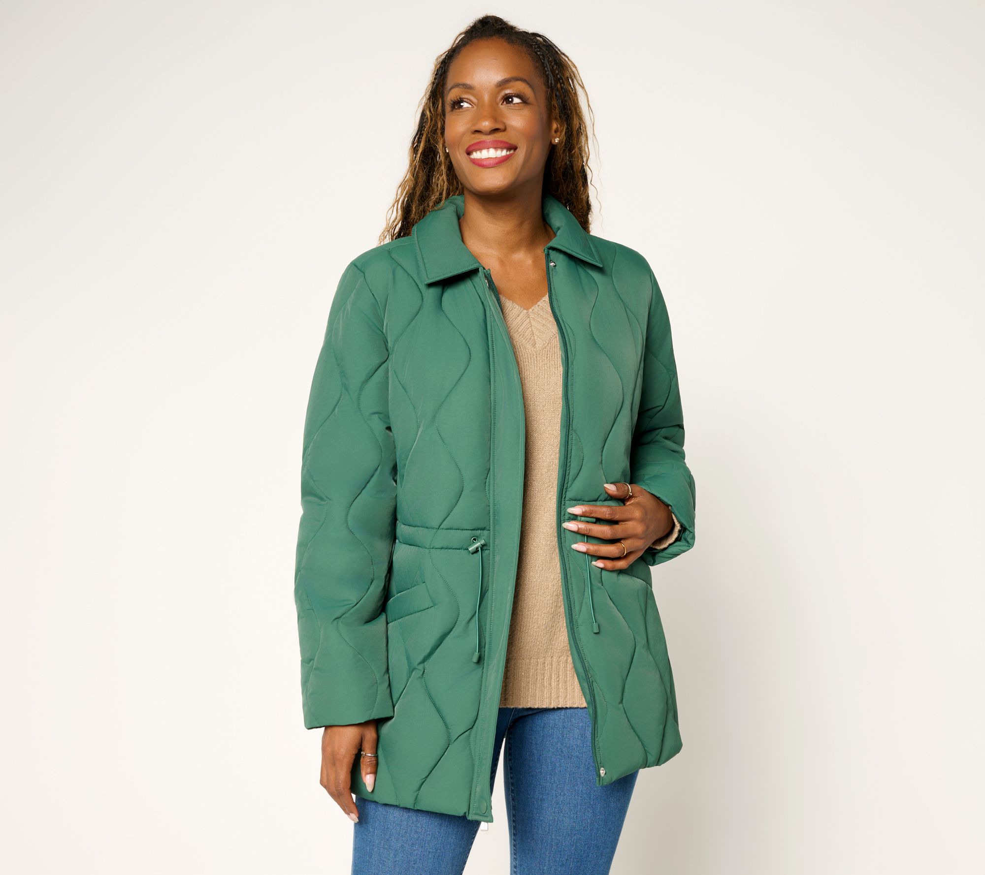 "As Is" Susan Graver Quilted Cinch Waist Jacket