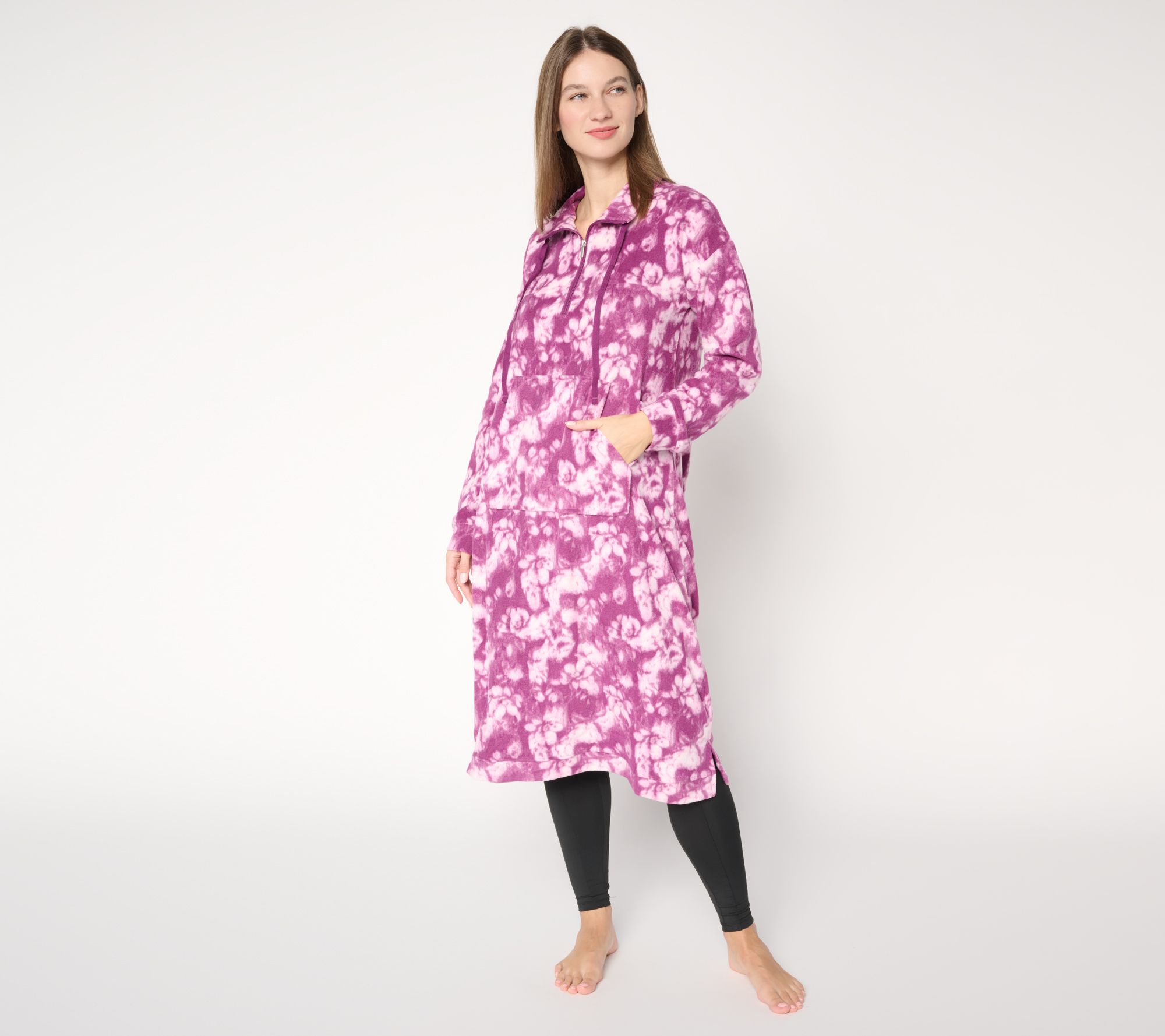 "As Is" Stan Herman Champagne Fleece Zip Neck Lounger