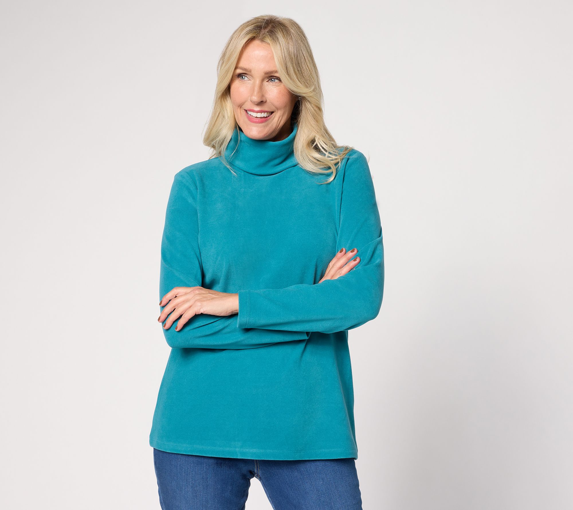 "As Is" Denim & Co. Essentials Interlock Turtleneck Top