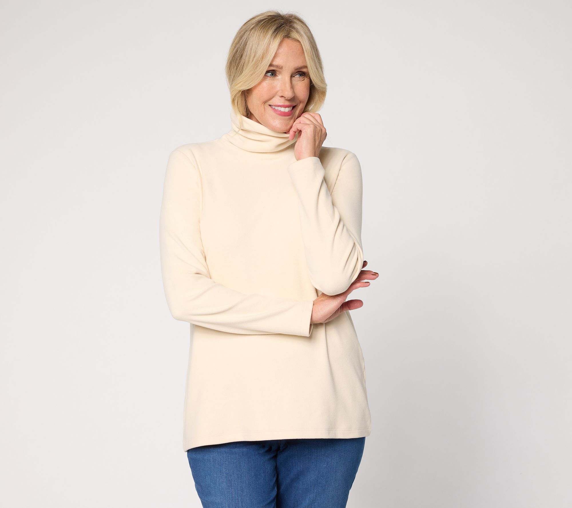 "As Is" Denim & Co. Essentials Interlock Turtleneck Top