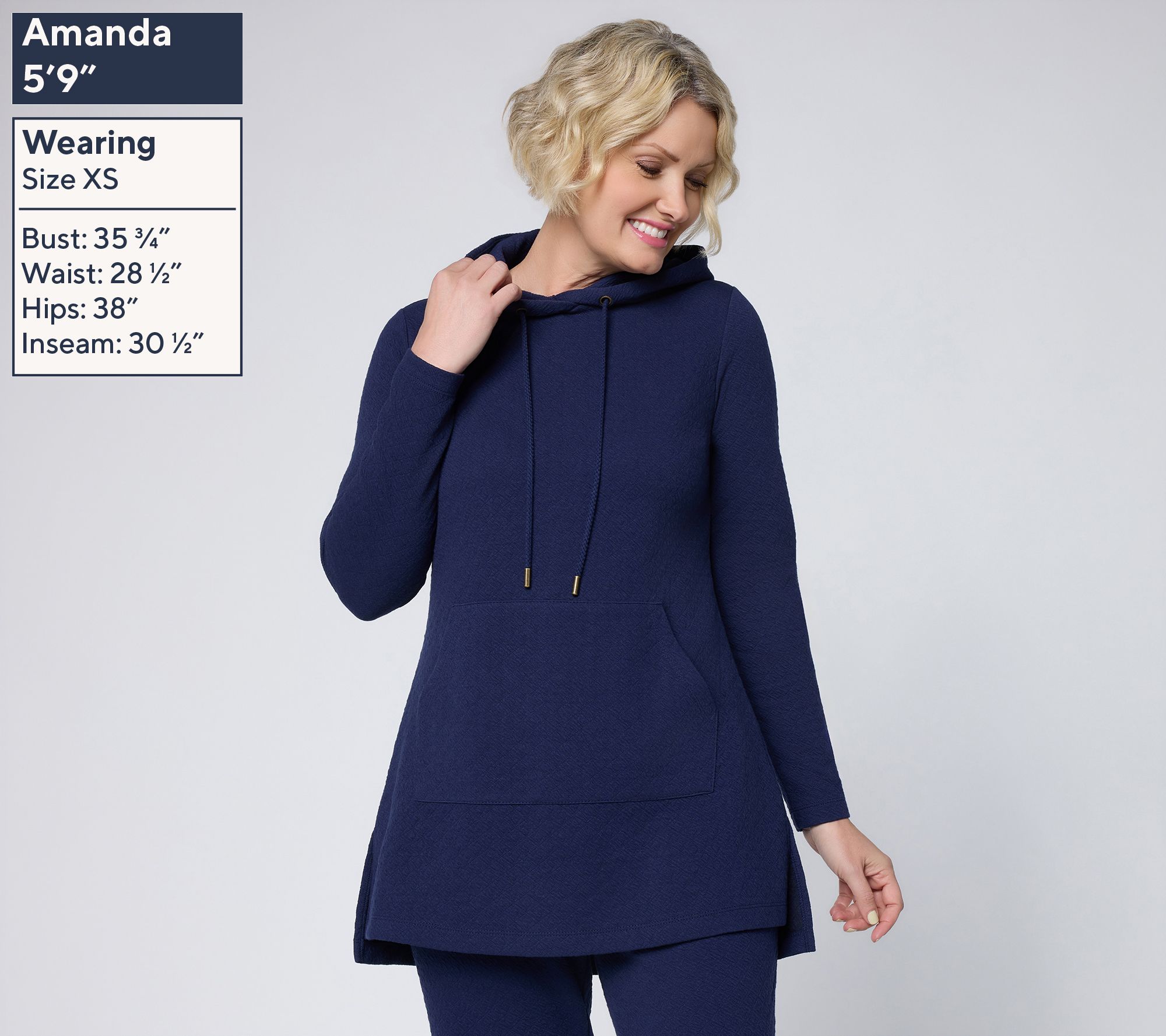 Joan Rivers Regular Jacquard Tunic Length Hoodie Knit Top | QVC