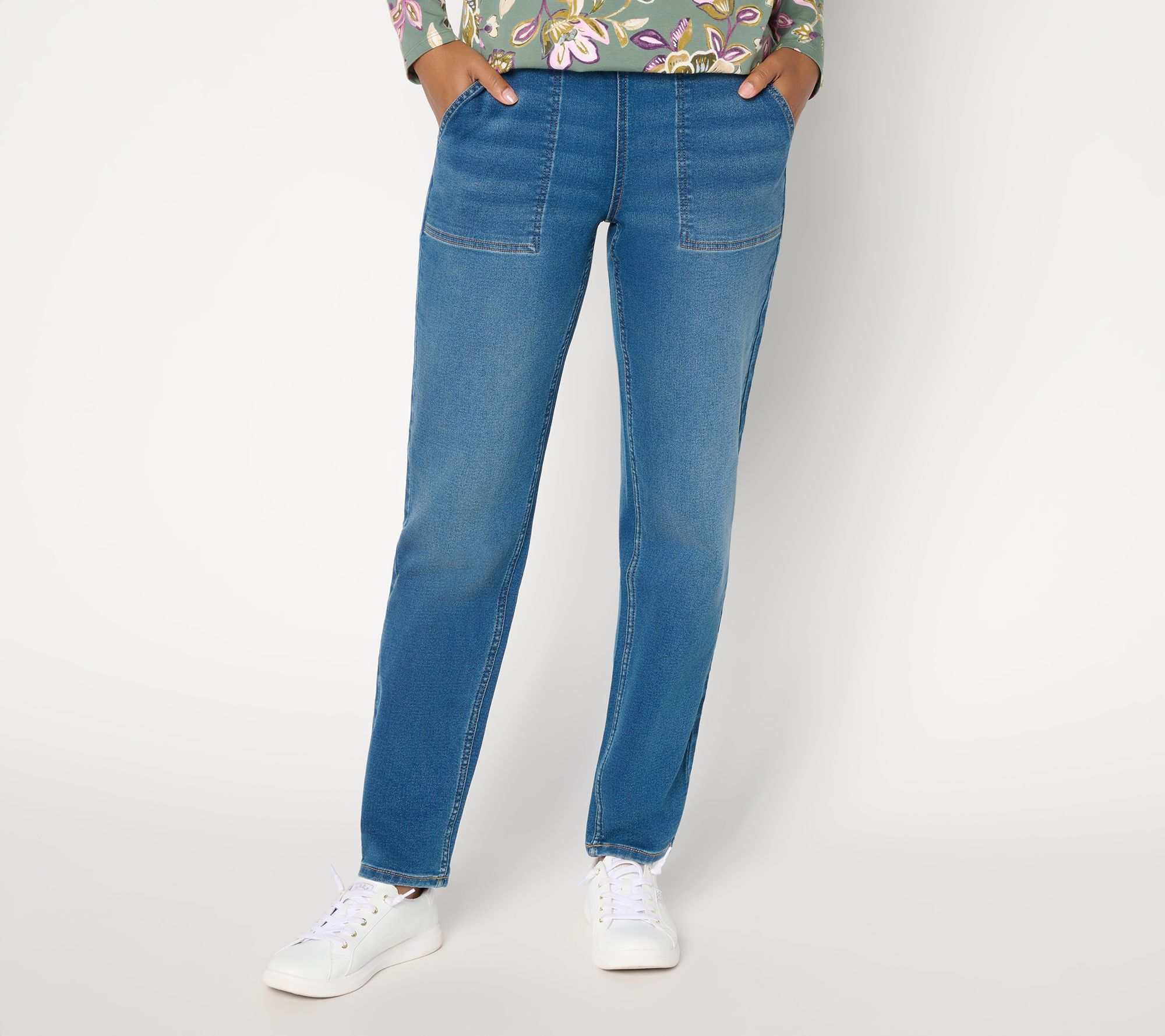 Denim & Co. Petite Heavenly Denim Rollable Indigo Jeans