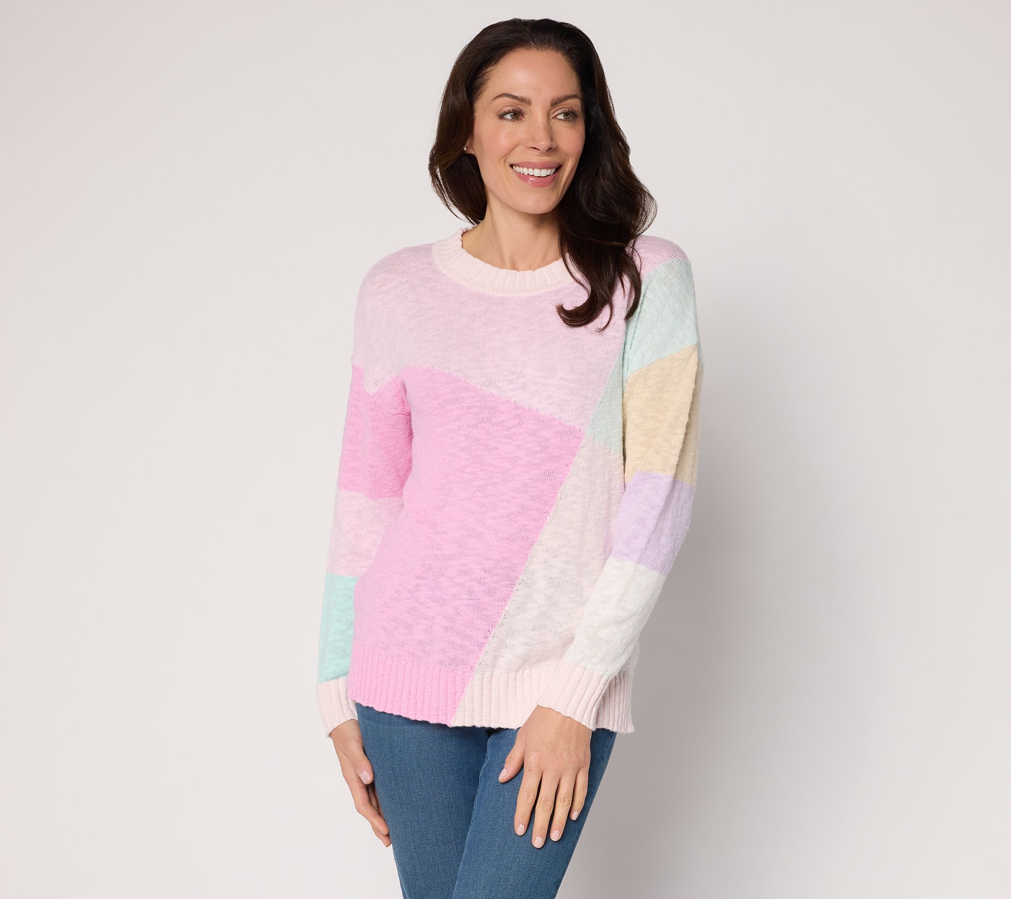 "As Is" Belle by Kim Gravel Criss Crossed Color Block Sweater
