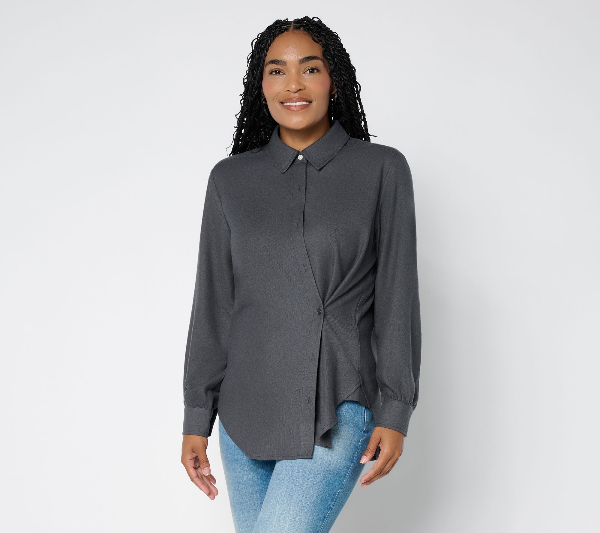 Studio Park x Amy Stran Convertible Cinch Waist Flannel Shirt