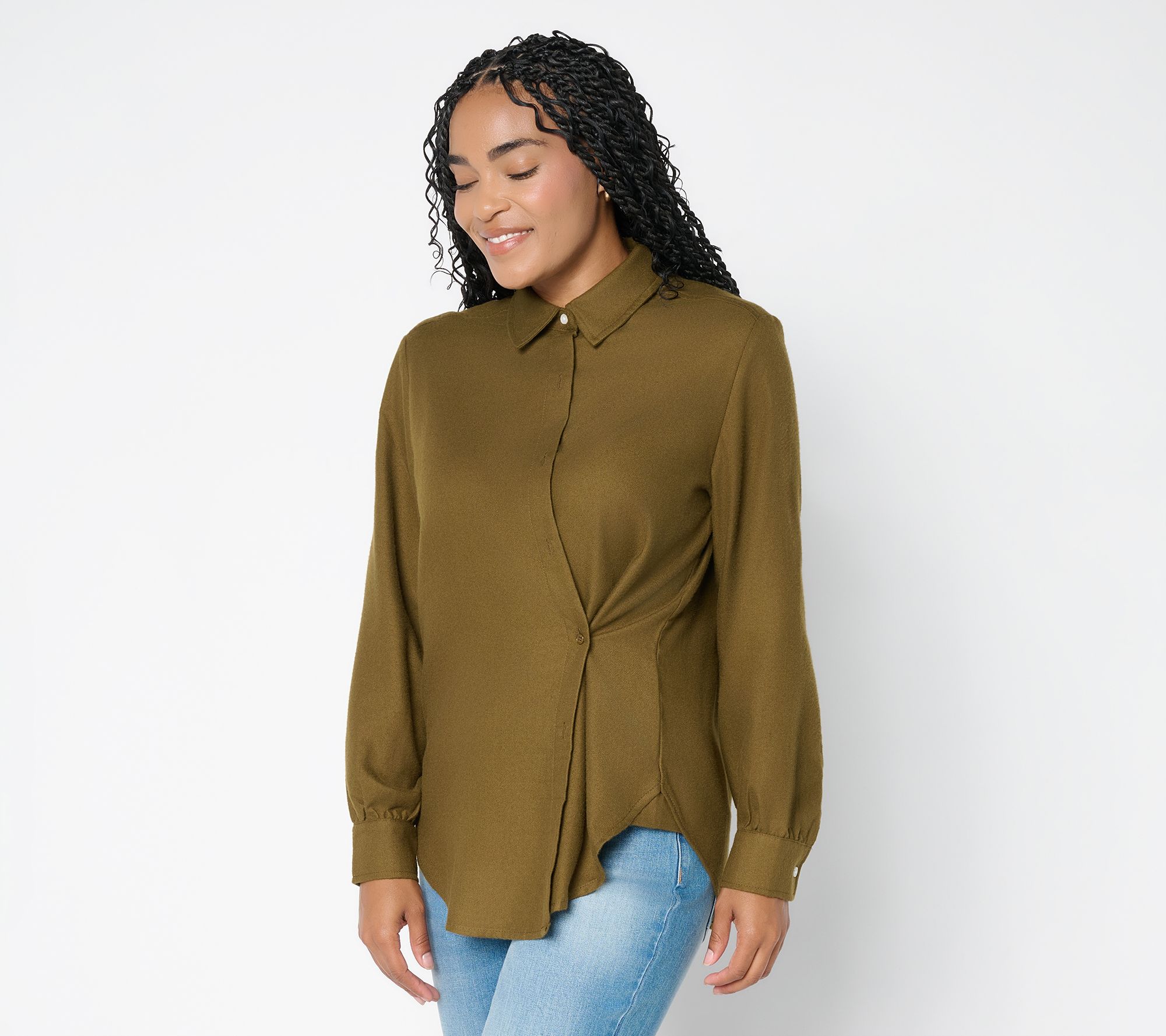 Studio Park x Amy Stran Convertible Cinch Waist Flannel Shirt