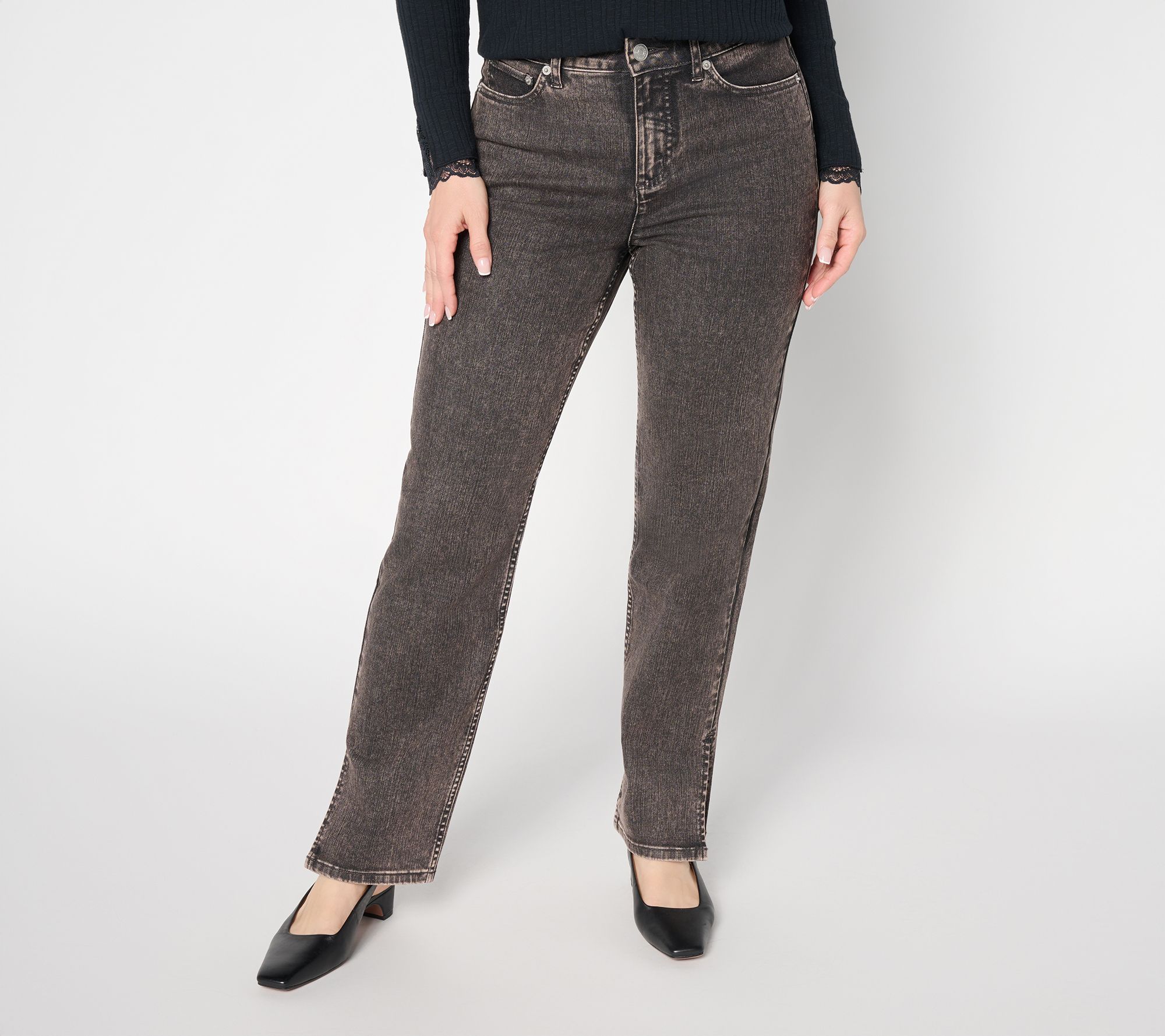 "As Is" LOGO by Lori Goldstein Reg Full Length Straight Leg Split Jeans