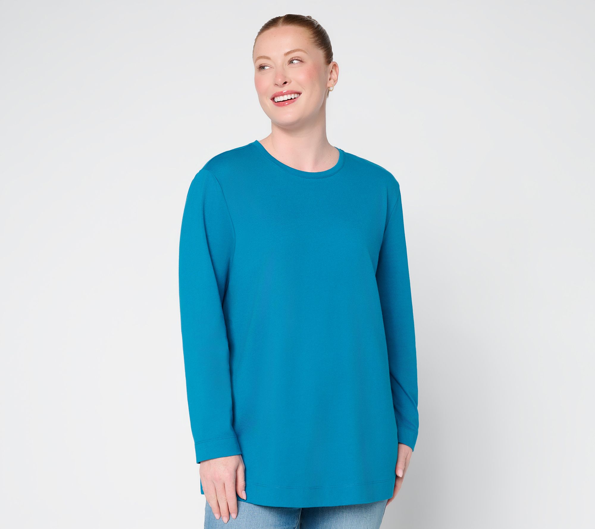  Denim & Co. Essentials 100% Cotton Oversized Crew T-Shirt