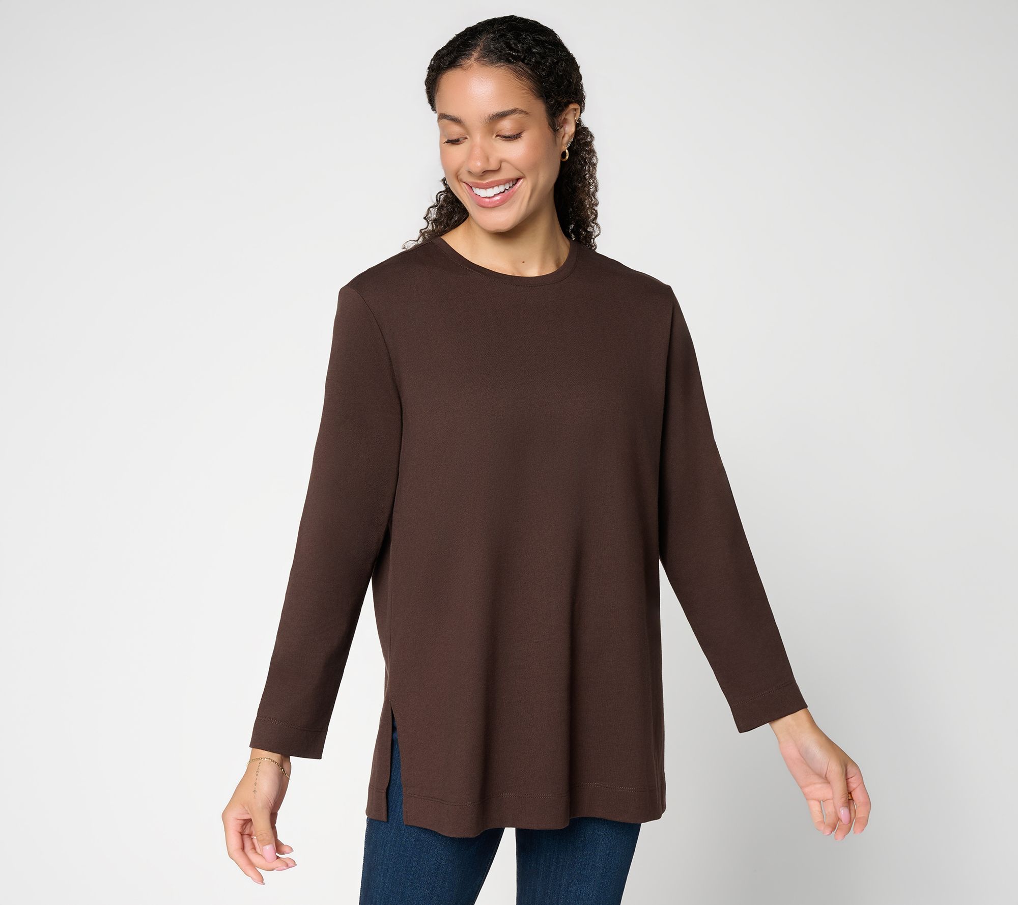 Denim & Co. Essentials 100% Cotton Oversized Crew T-Shirt