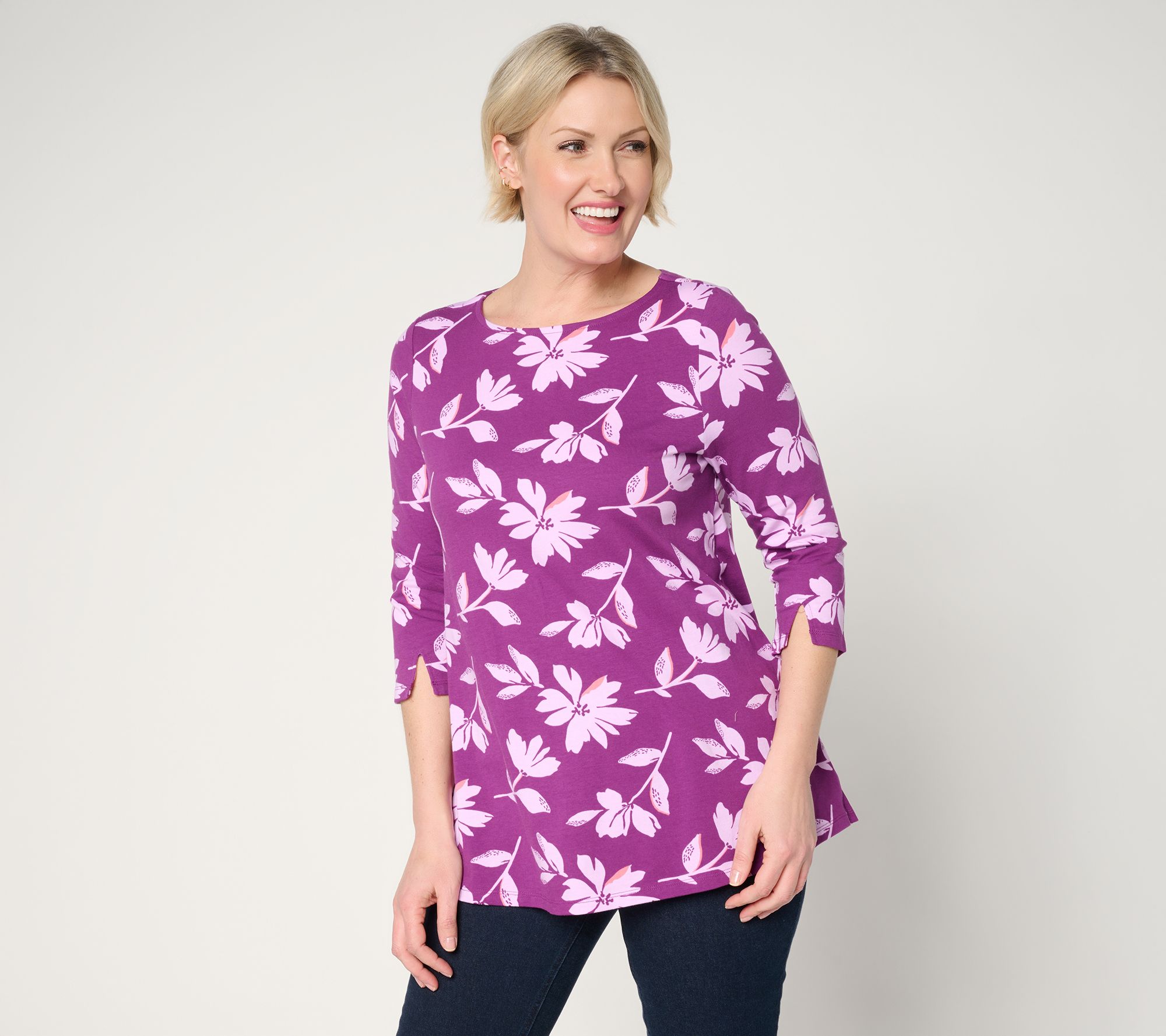 "As Is" Denim & Co. Regular Favorite Jersey Boat Neck Swing Tunic