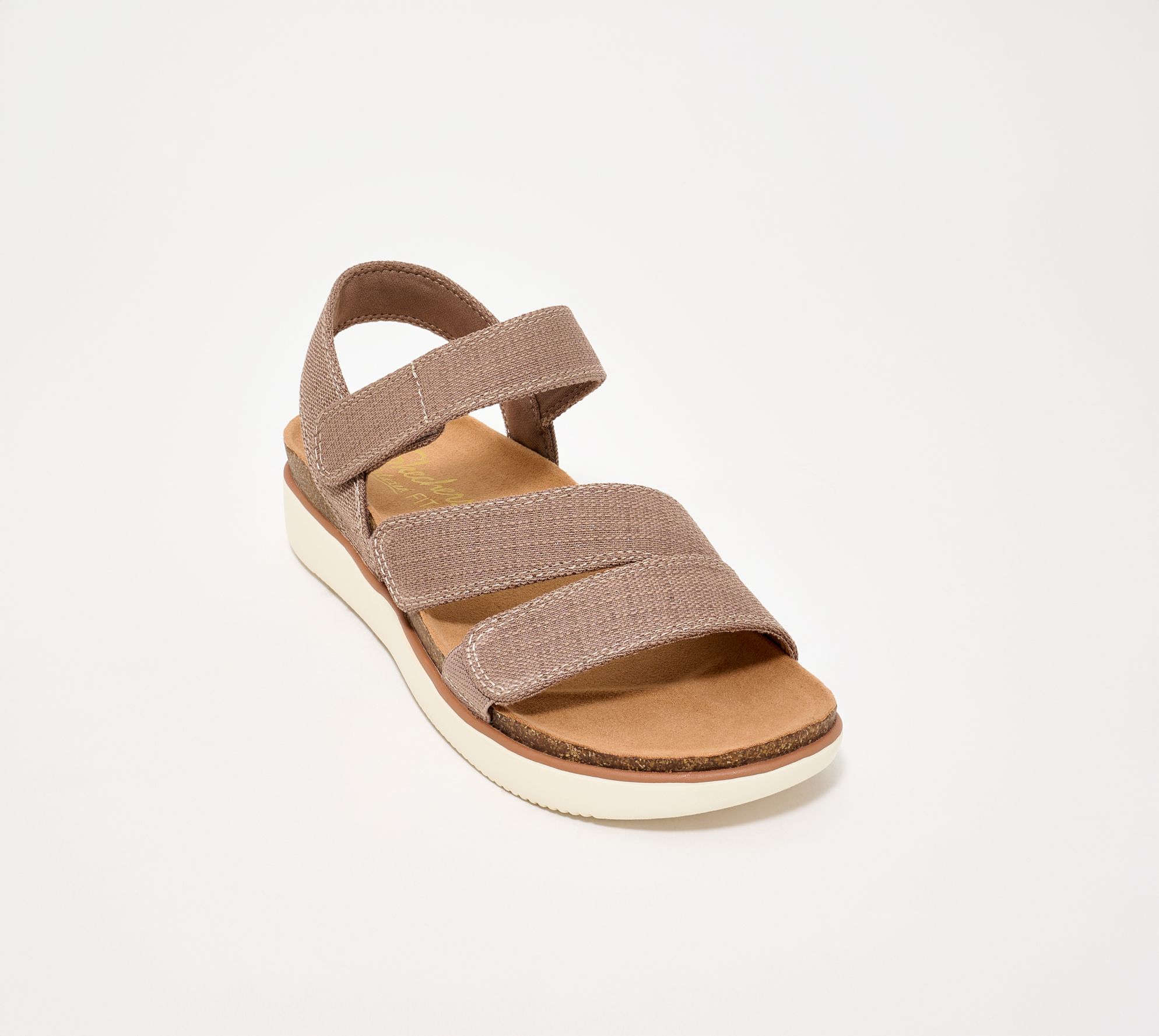 "As Is" Skechers Lifted Comfort Sparkle Canvas Adj. Sandals