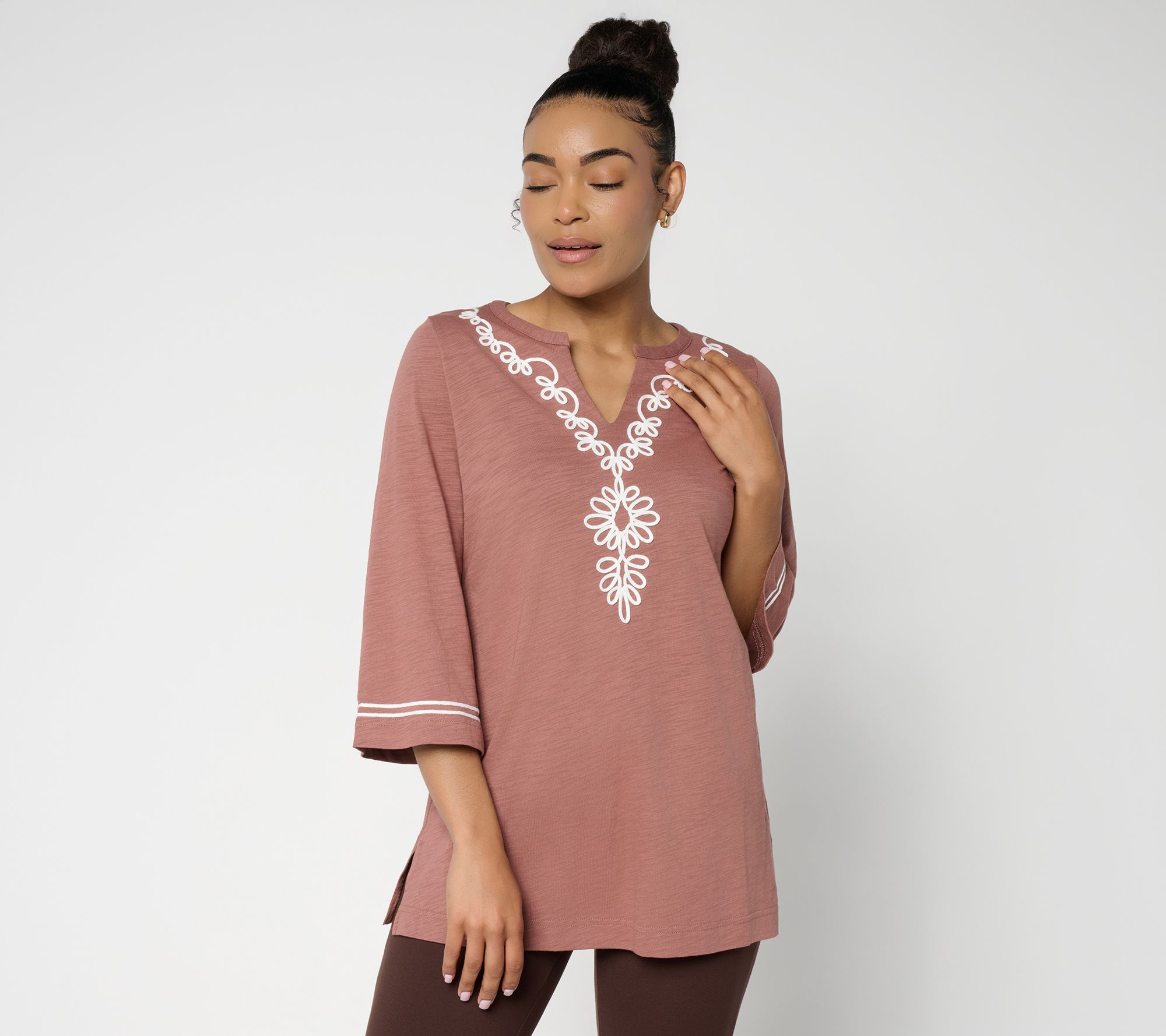 "As Is" Belle by Kim Gravel Petite Slub Club Sassy Soutache Top