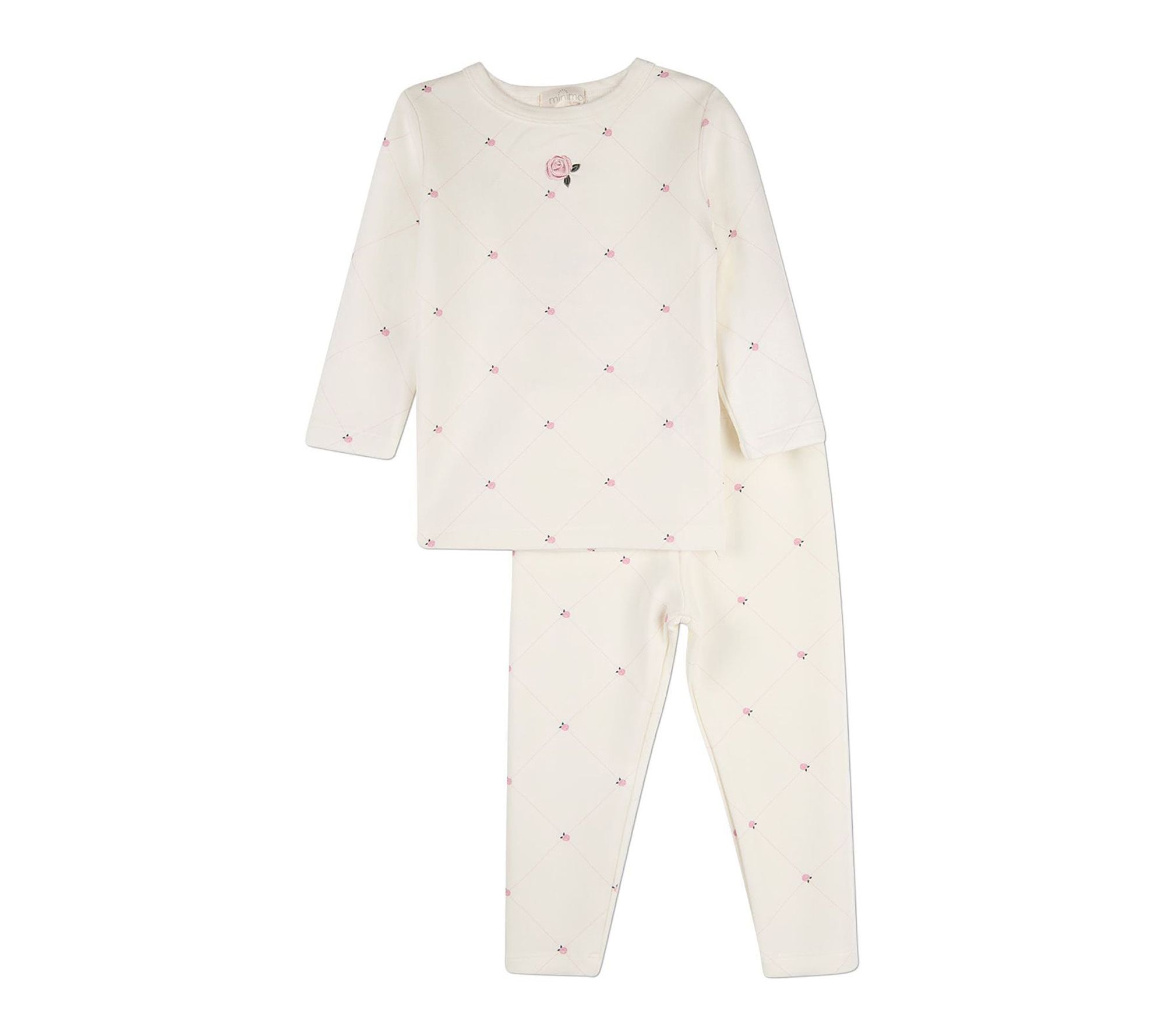 MiniMoi Rosettes and Stitching 2 Piece Pajama Set