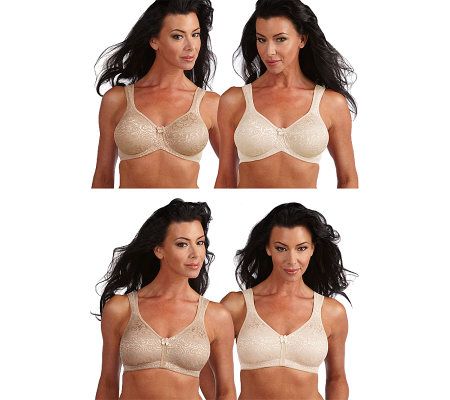Breezies Set of 2 Wild Rose Lace Seamless Support Bras 