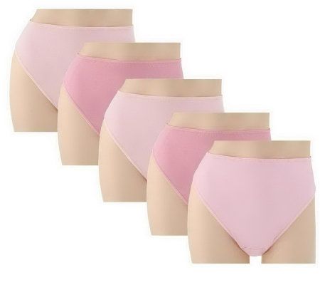 Barely Breezies S/5 Combed Cotton High-Cut Brief Panties with