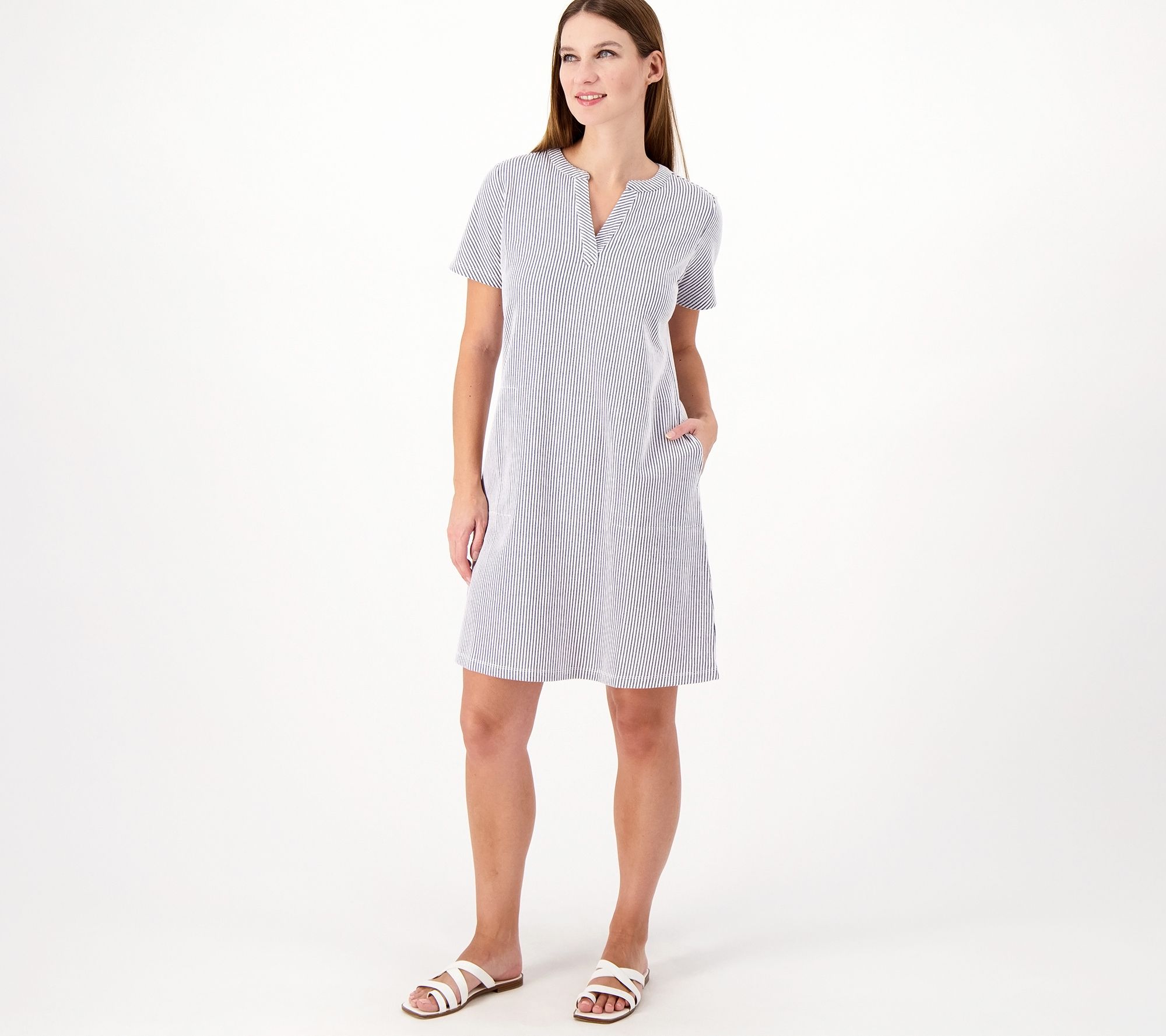 Isaac Mizrahi Live! Regular Knit Seersucker Short Sleeve Dress