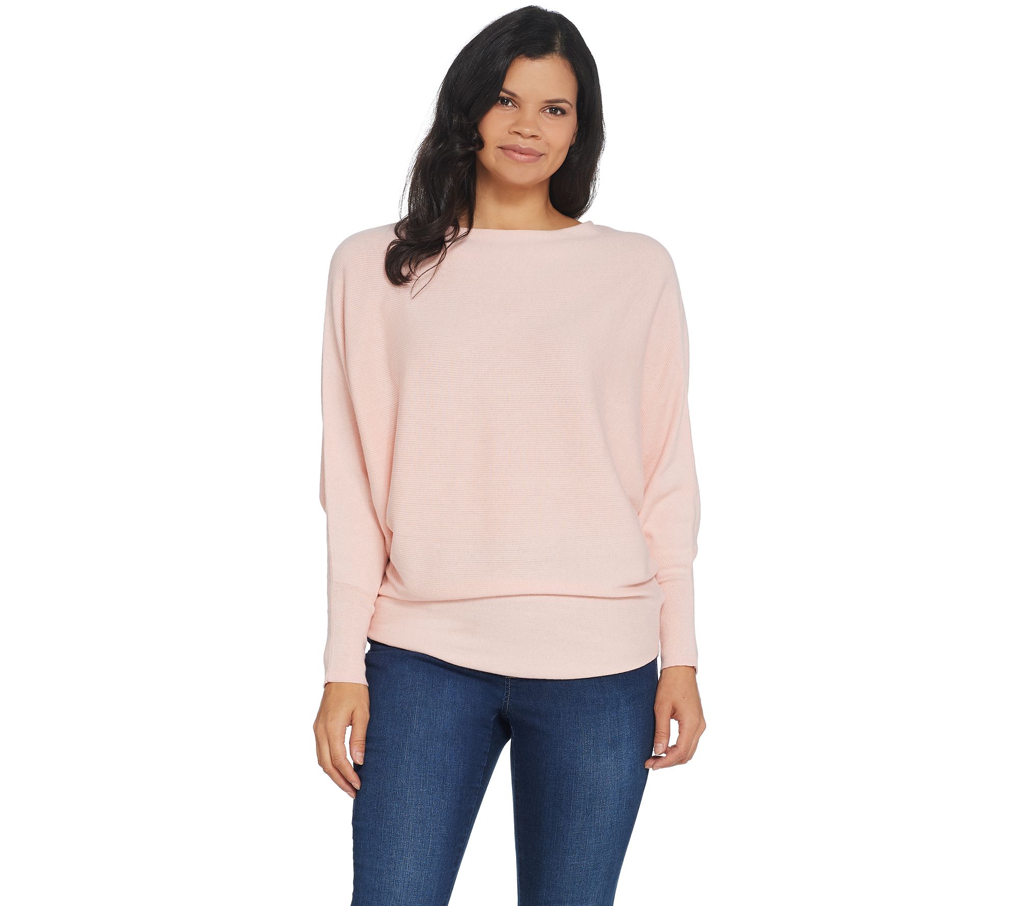 Belle by Kim Gravel Bateau Neck Dolman Sleeve Ribbed Sweater - QVC.com