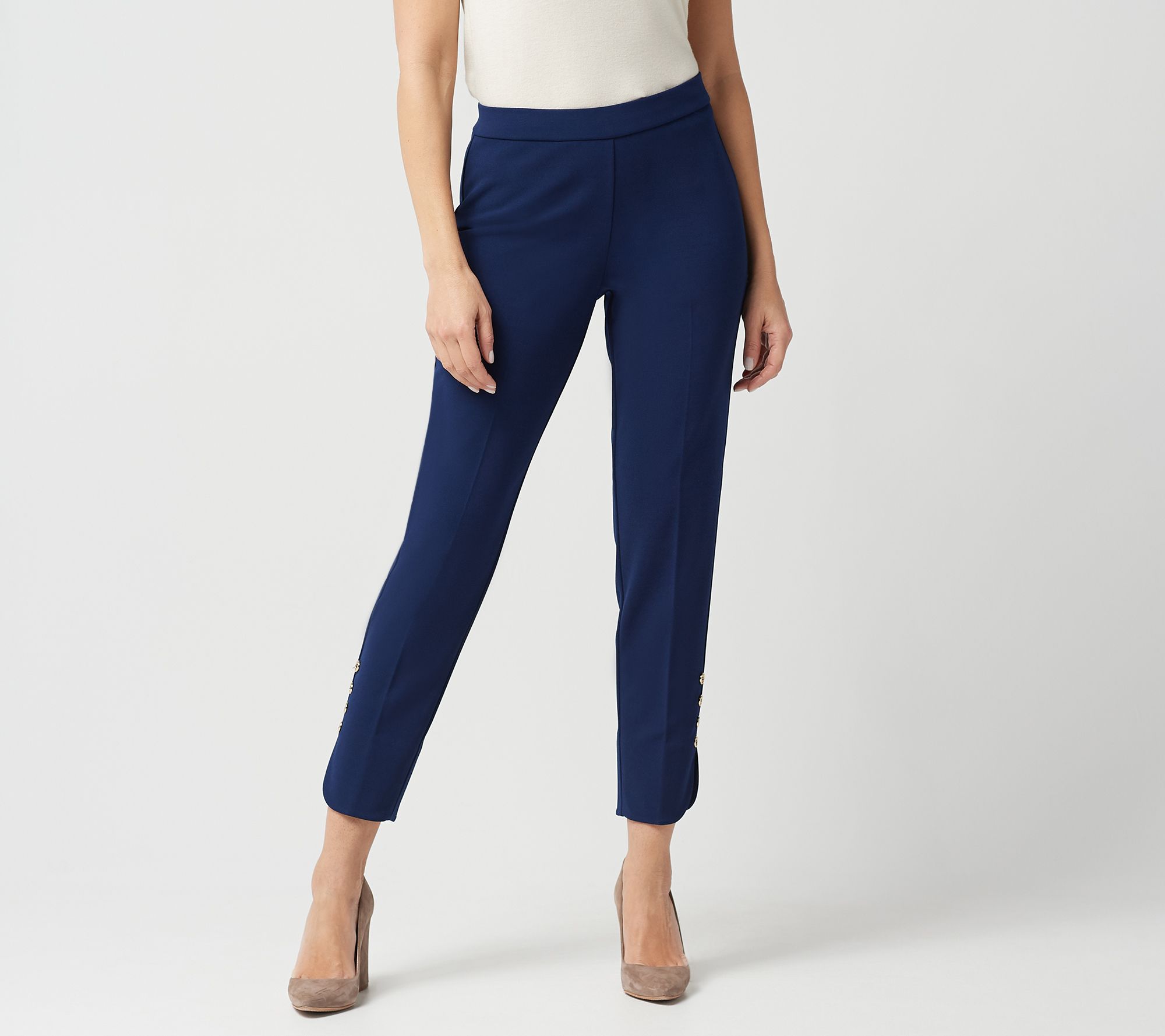 Dennis Basso Luxe Crepe Pull-On Ankle Pants with Tulip Hem - QVC.com