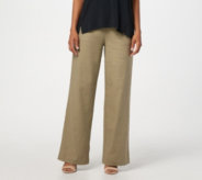H by Halston Petite Linen Blend Pull-On Full-Length Wide-Leg P - A354116