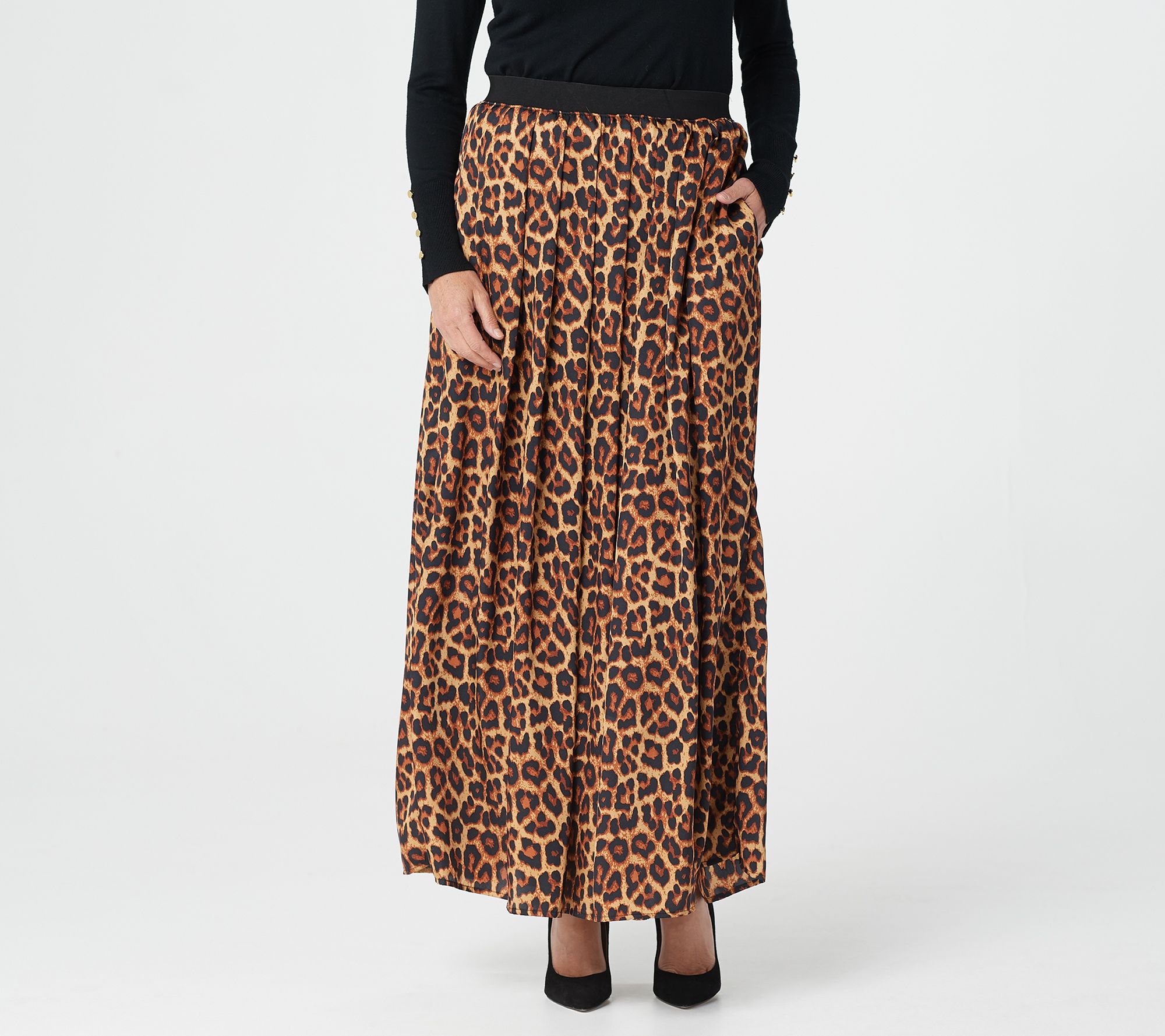 Leopard Watercolor Maxi Skirt in Brown - Retro, Indie and Unique