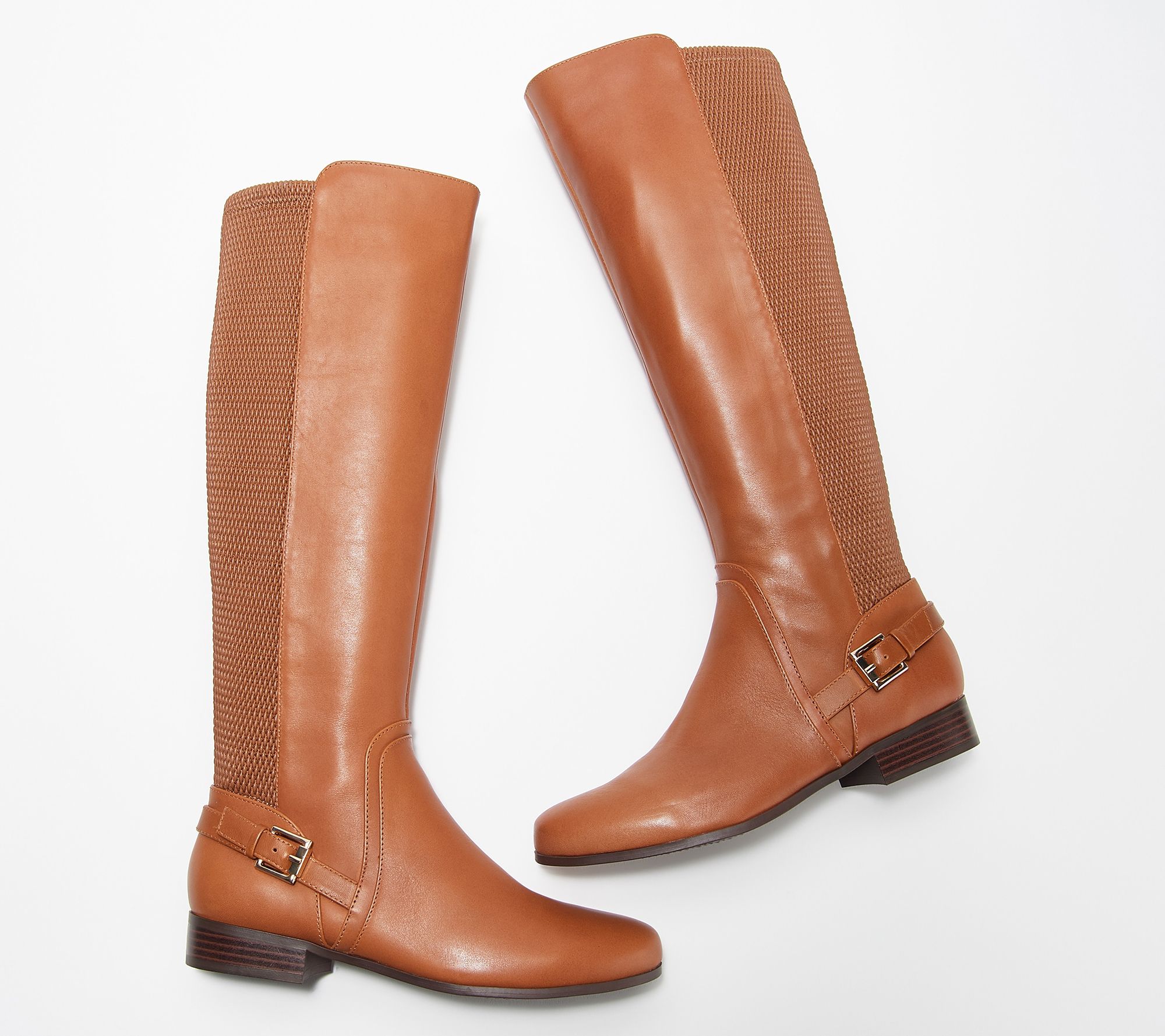 Isaac Mizrahi Live! Calf Leather and Stretch Riding Boot - QVC.com