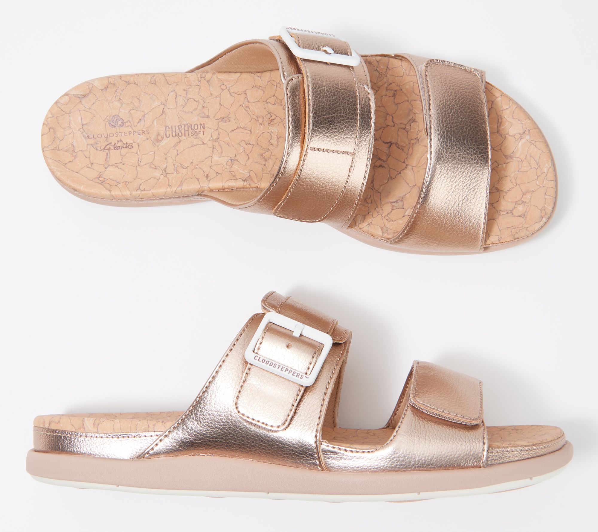 clarks woven leather slides